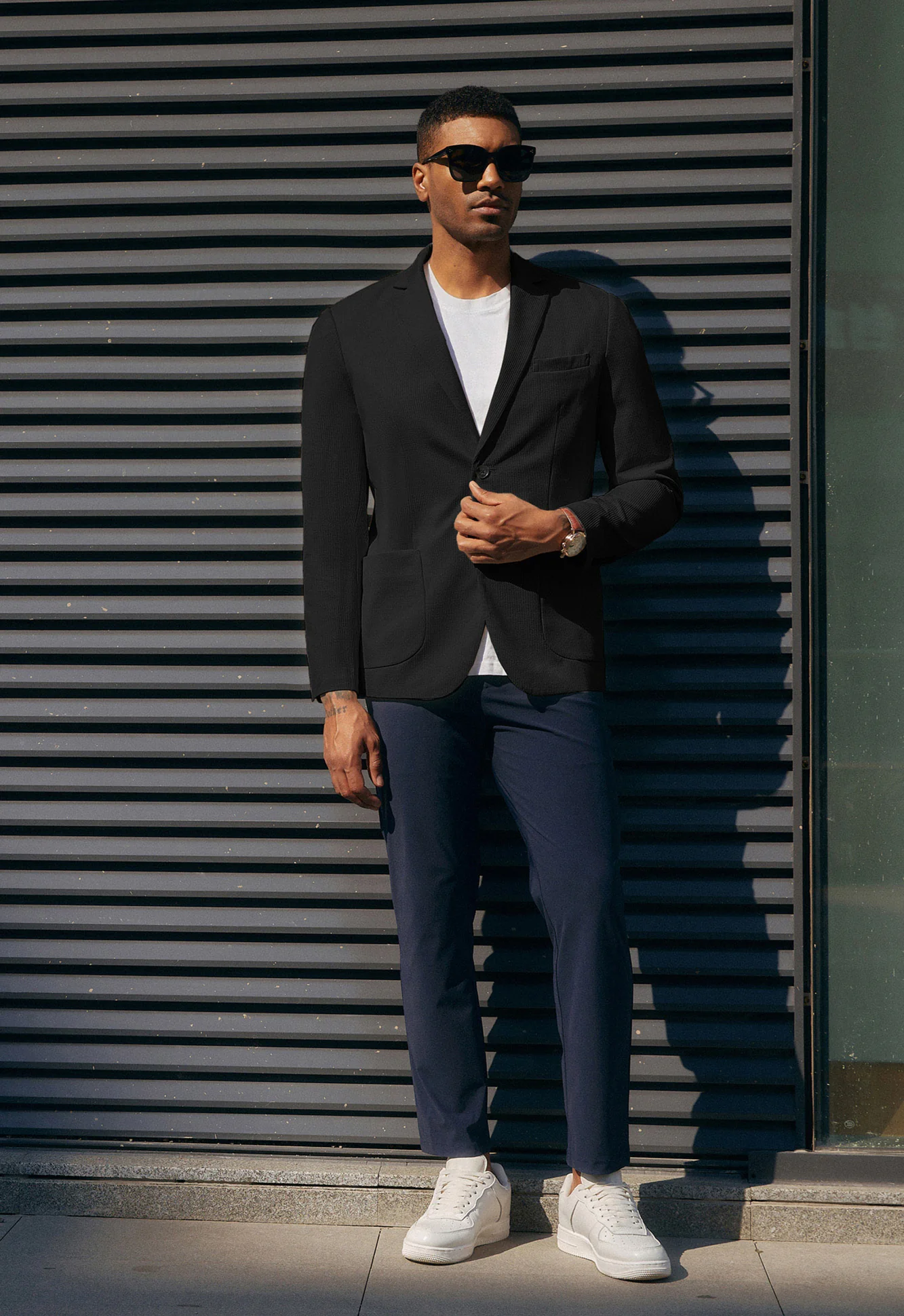 Casual Knit Blazer for Men Two Buttons Lightweight Business Sport Coat - Image 4