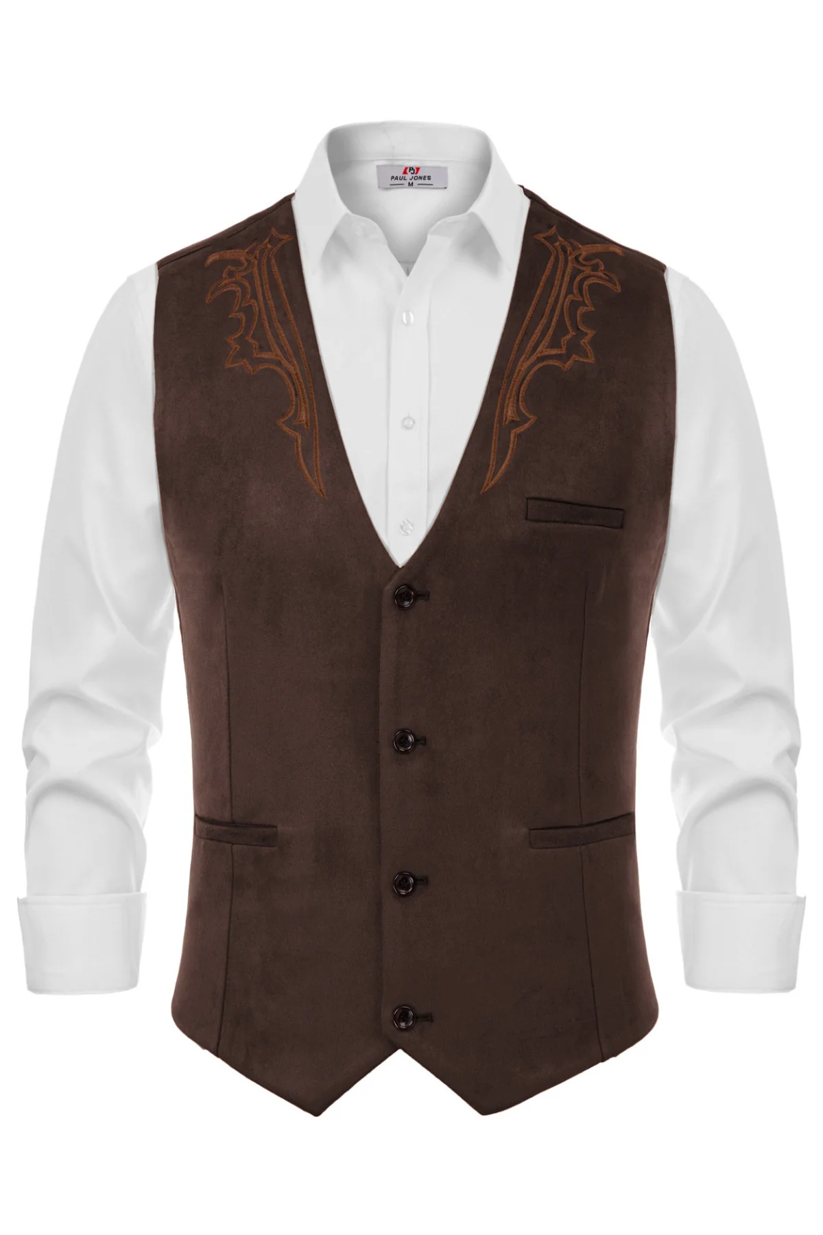 Men's Suede Leather Suit Vest Embroidery Casual Slim Fit Western Vest Waistcoat - Image 15