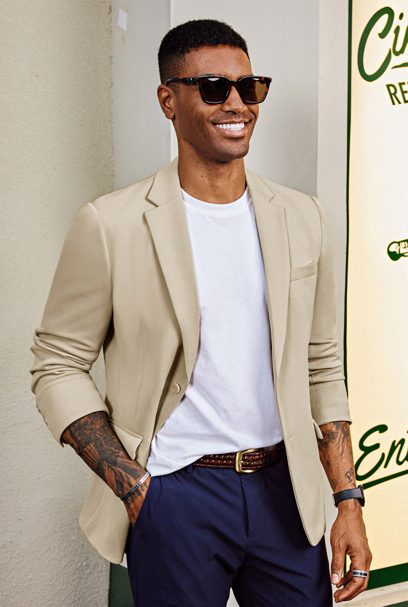 Men Back Slit Blazer Coat Casual Long Sleeve Notch Lapel Two-Button Suit Coat - Image 19
