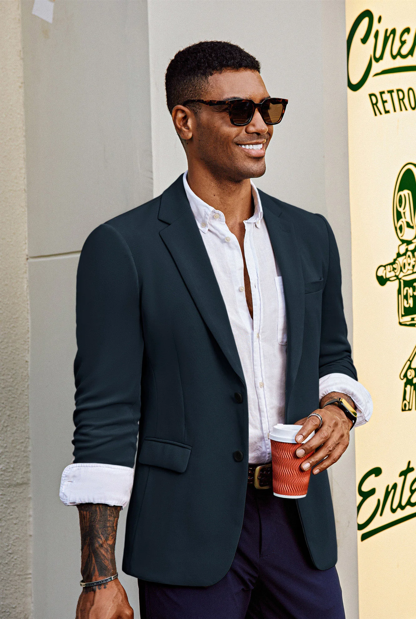 Men Back Slit Blazer Coat Casual Long Sleeve Notch Lapel Two-Button Suit Coat - Image 8