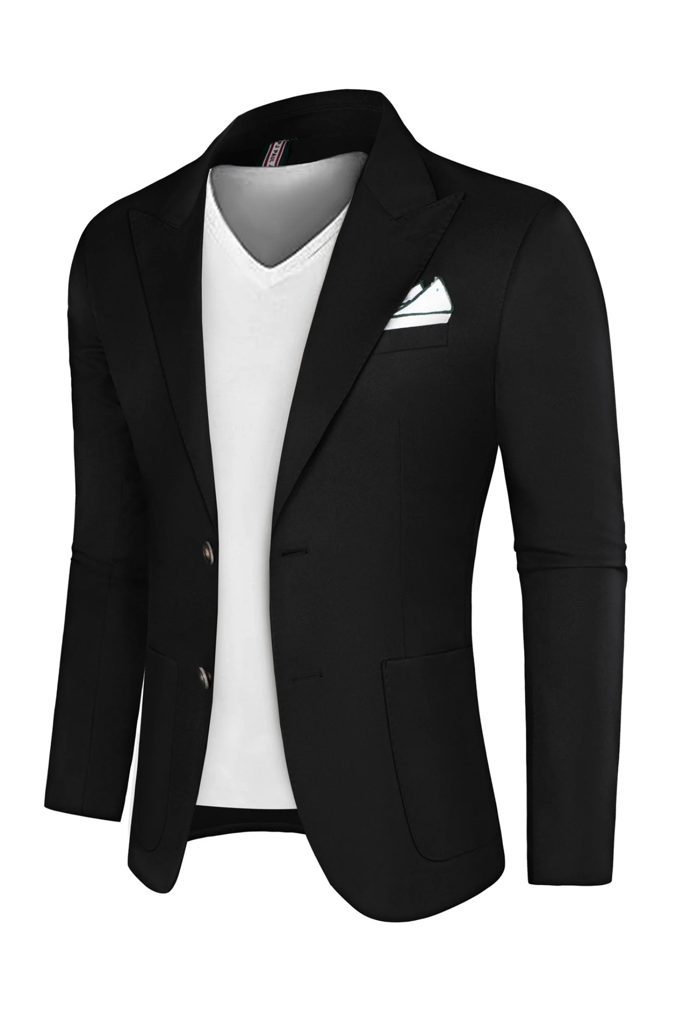 Men Back Slit Blazer Coat Casual Peak Lapel Two-Button Suit Coat - Image 3