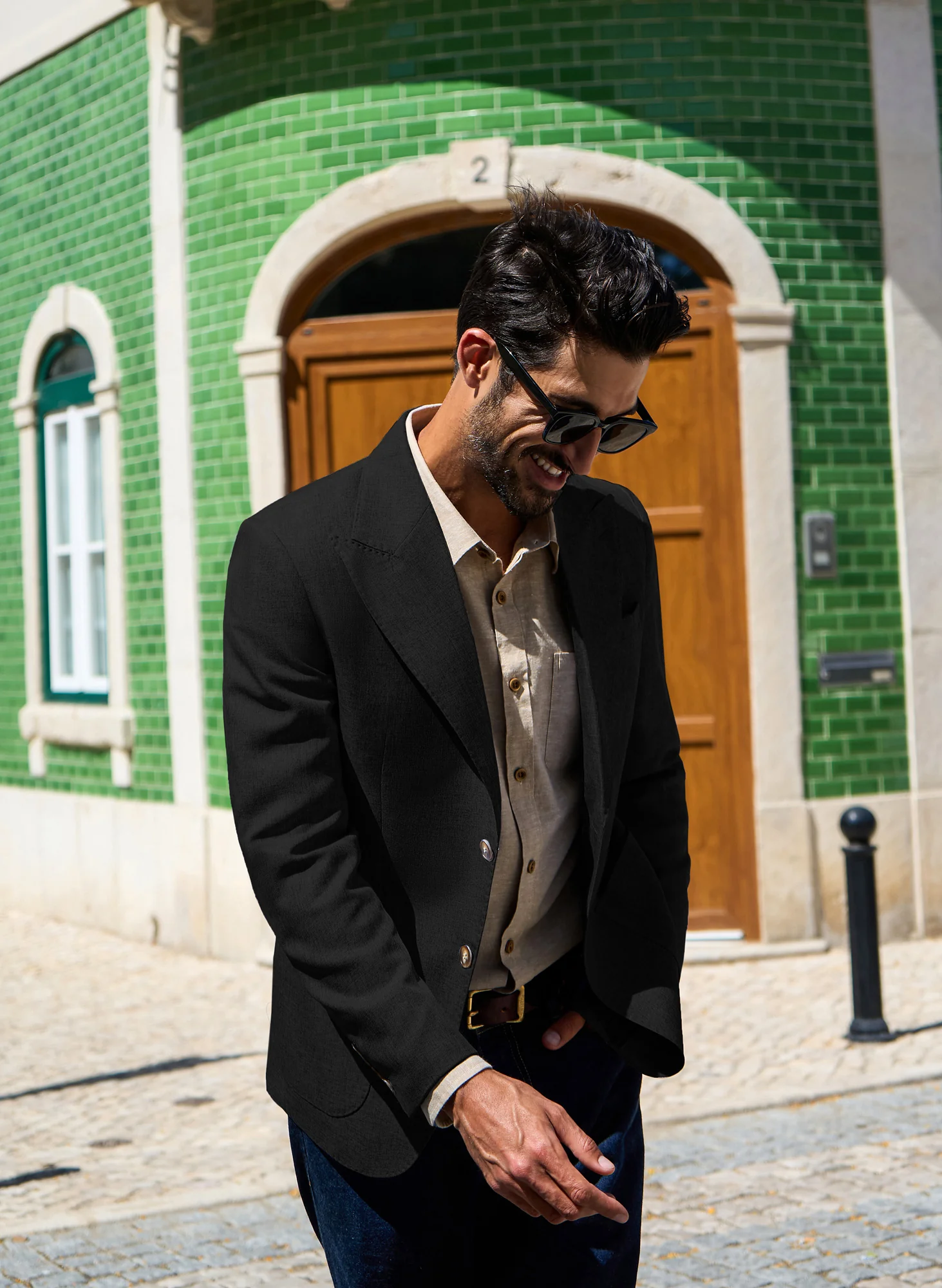 Men Back Slit Blazer Coat Casual Peak Lapel Two-Button Suit Coat - Image 33