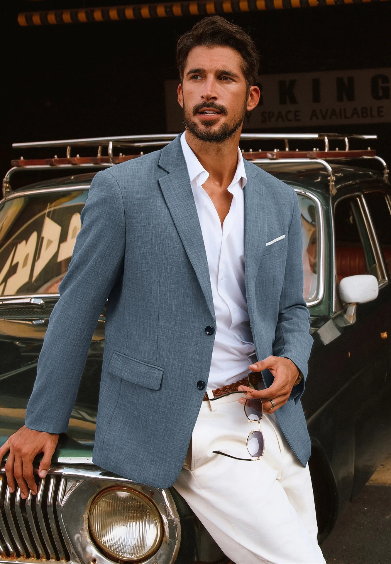 Men Back Slit Blazer Coat Casual Two-Button Notch Lapel Suit Coat - Image 22