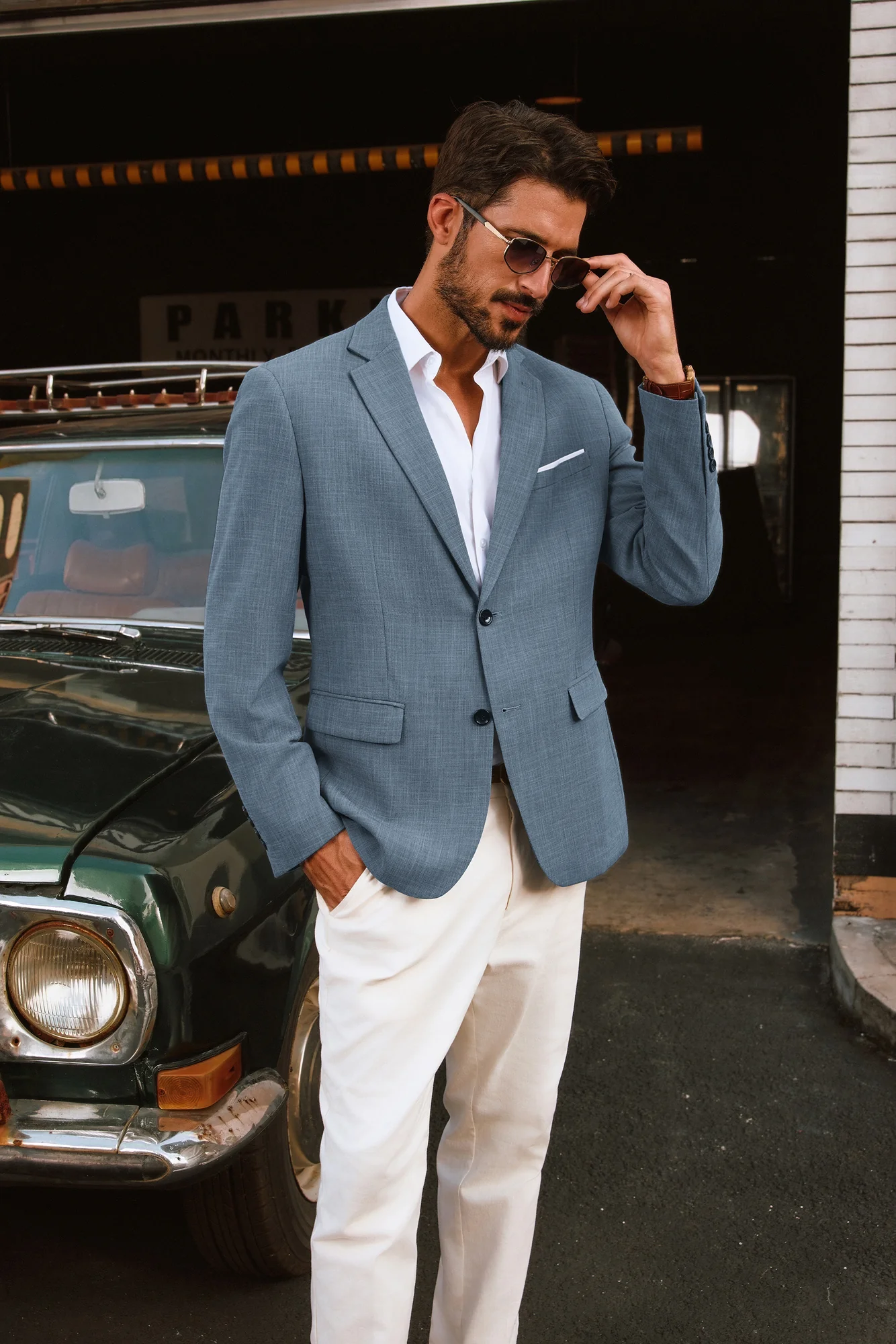 Men Back Slit Blazer Coat Casual Two-Button Notch Lapel Suit Coat - Image 25