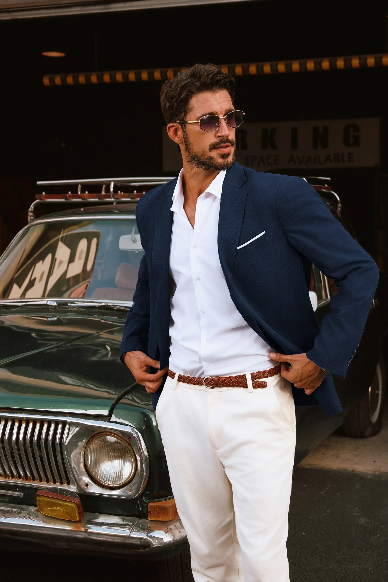 Men Back Slit Blazer Coat Casual Two-Button Notch Lapel Suit Coat - Image 4