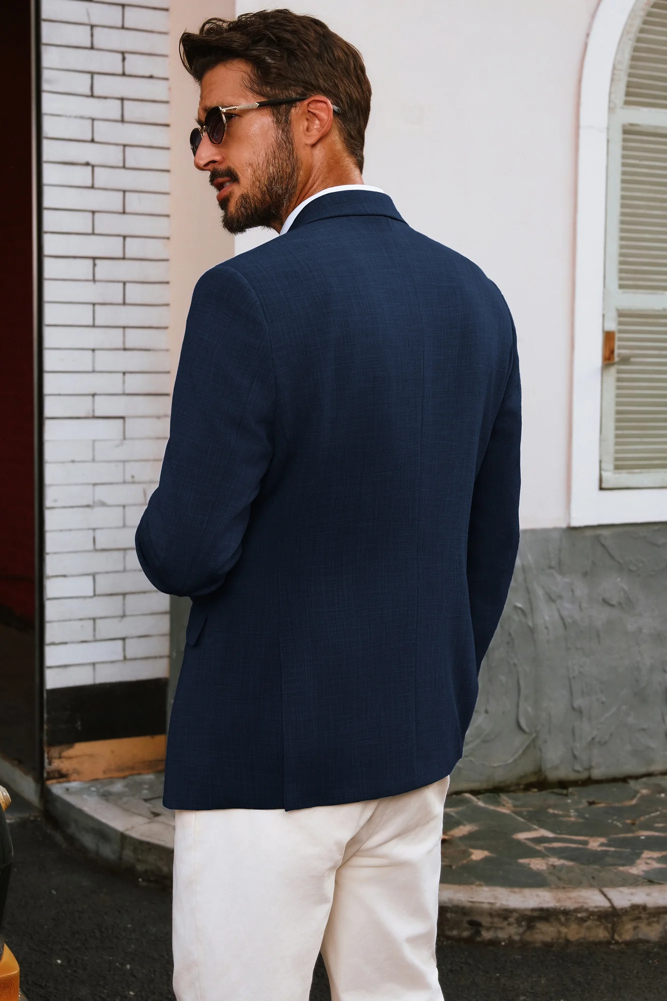 Men Back Slit Blazer Coat Casual Two-Button Notch Lapel Suit Coat - Image 6