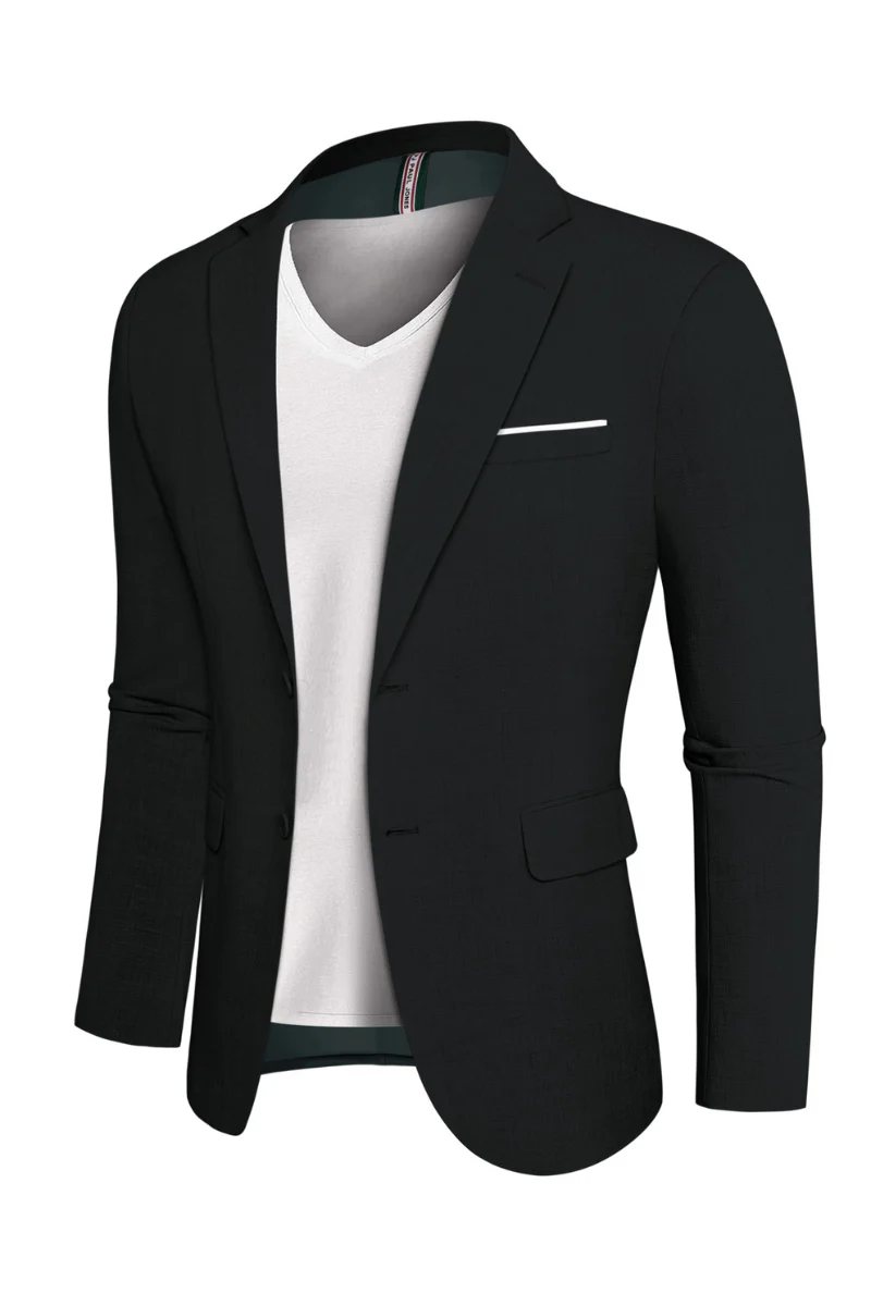 Men Back Slit Blazer Coat Casual Two-Button Notch Lapel Suit Coat - Image 9