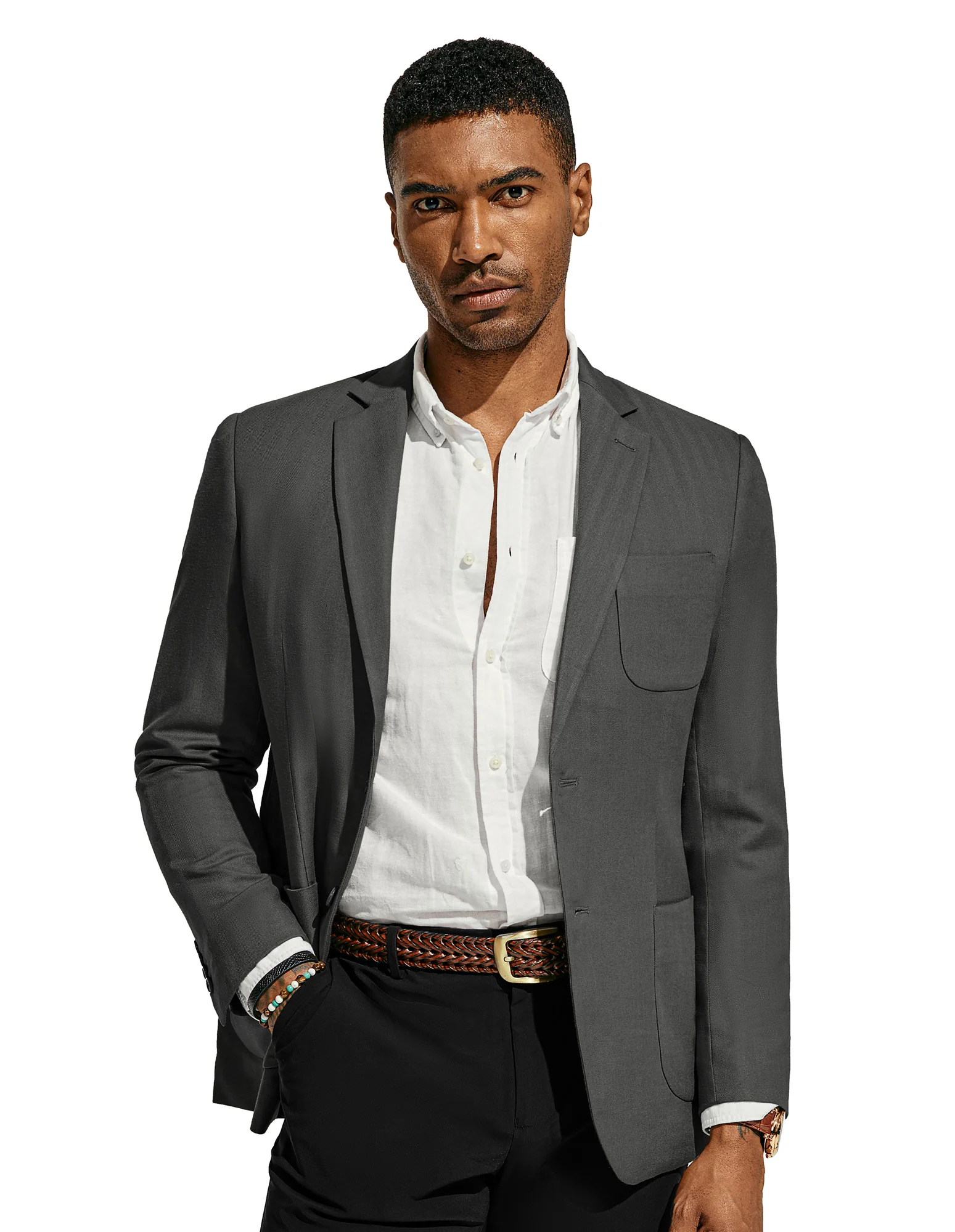 Men Back Slit Blazer Coat Casual Two-Button Notch Lapel V-Neck Suit Coat - Image 28