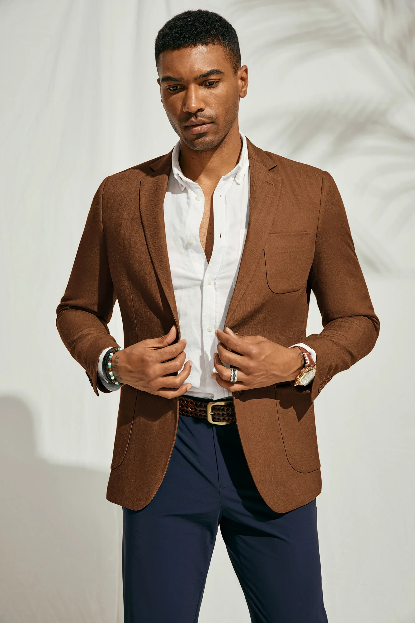 Men Back Slit Blazer Coat Casual Two-Button Notch Lapel V-Neck Suit Coat - Image 31