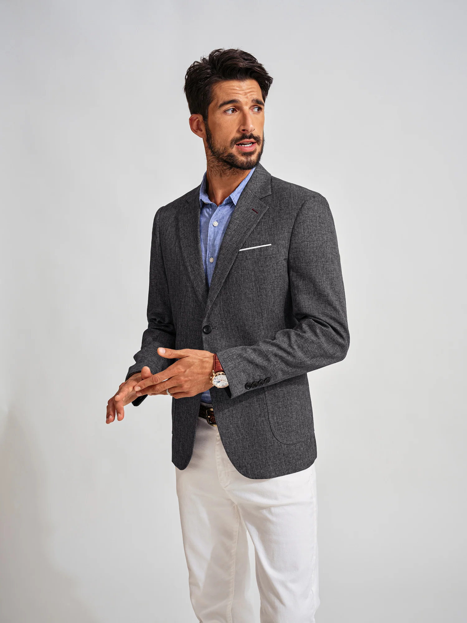 Men Basic Blazer Coat Casual Notch Lapel Two-Button Suit Coat - Image 13