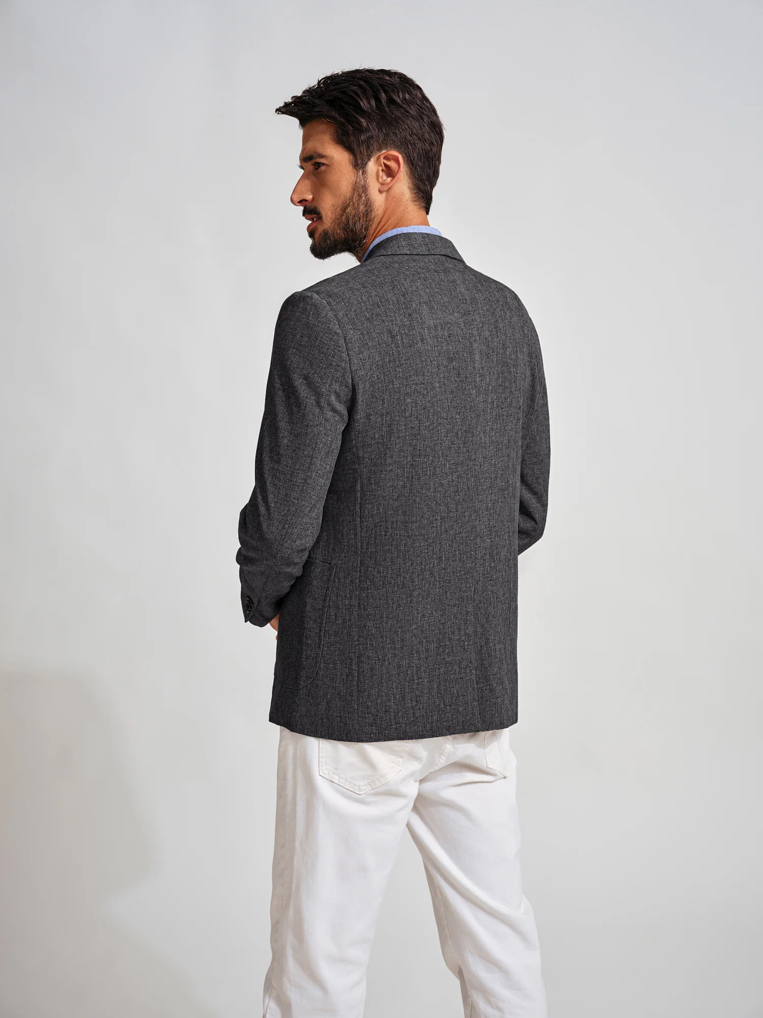 Men Basic Blazer Coat Casual Notch Lapel Two-Button Suit Coat - Image 15