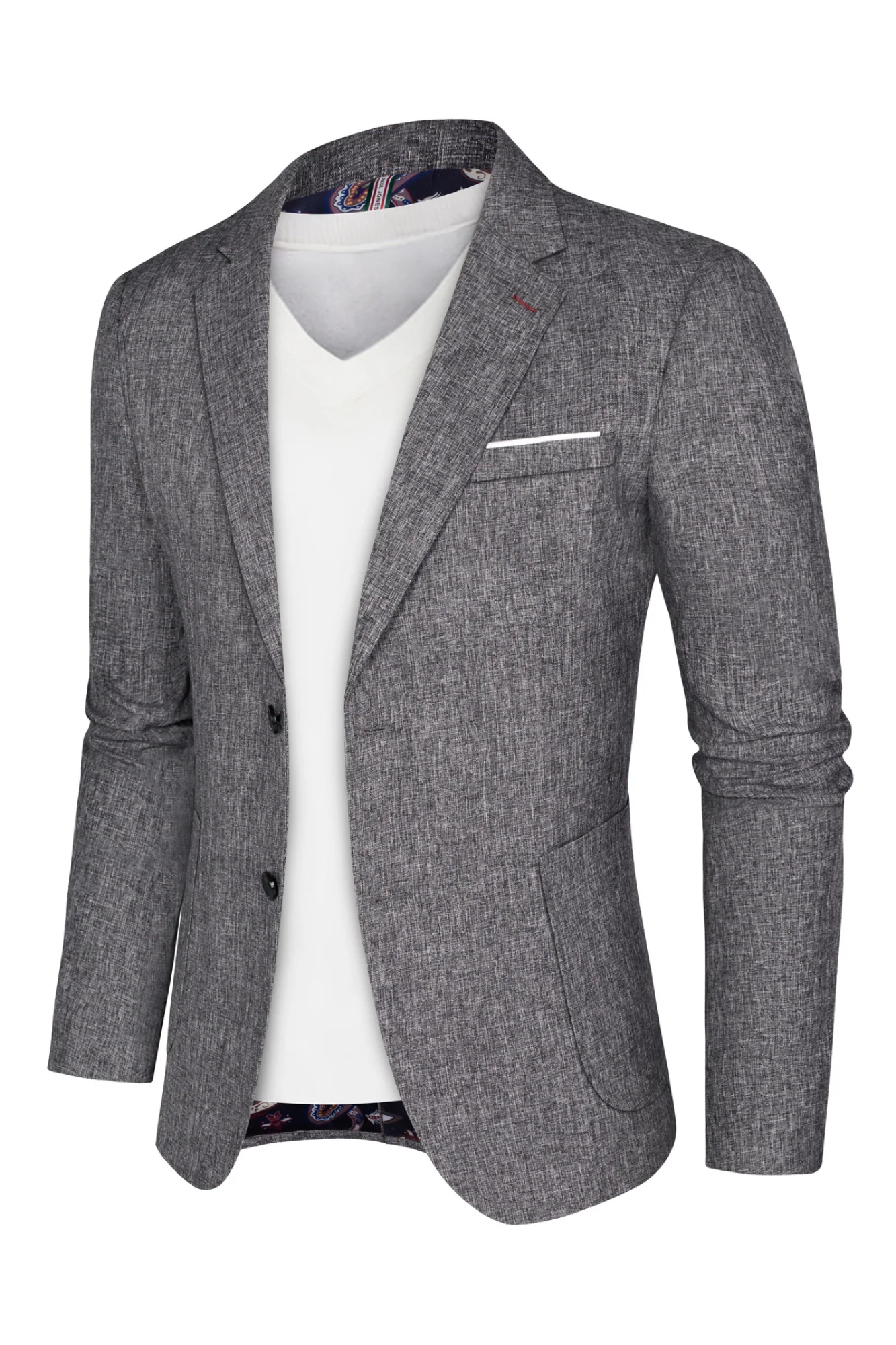 Men Basic Blazer Coat Casual Notch Lapel Two-Button Suit Coat - Image 7
