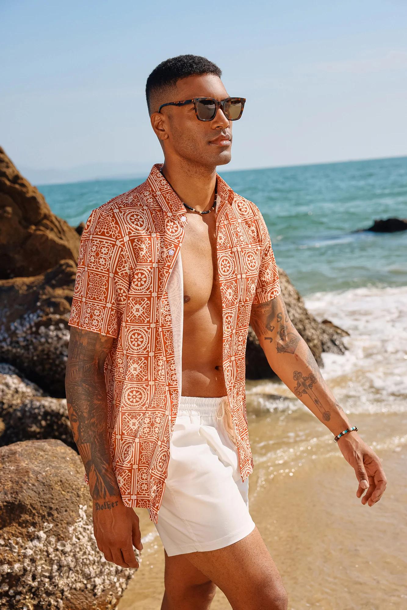 Men Basic Shirt Casual Short Sleeve Classic Collar Button-up Hawaiian Shirts - Image 4