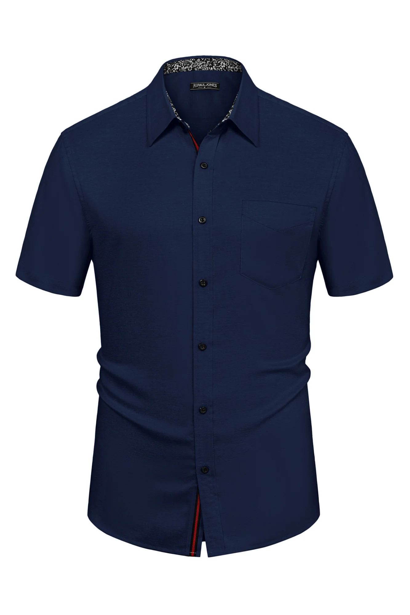 Men Basic Shirt Casual Short Sleeve Classic Collar Button-up Tops - Image 31
