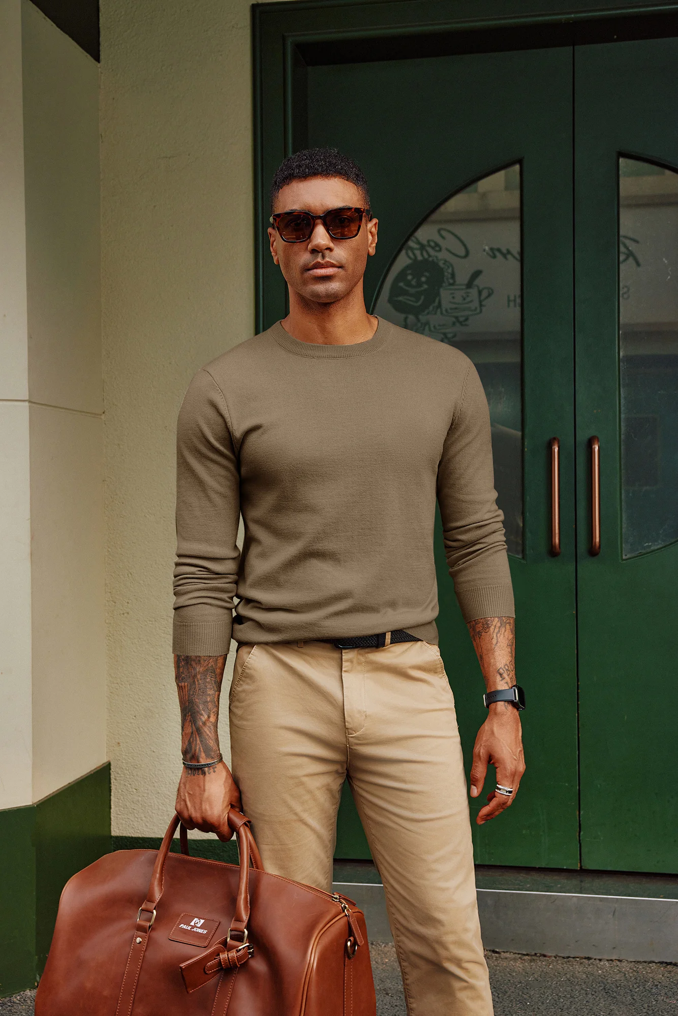 Men Basic Sweater Casual Long Sleeve Crew Neck Ribbed Cuff Thin Pullover - Image 14
