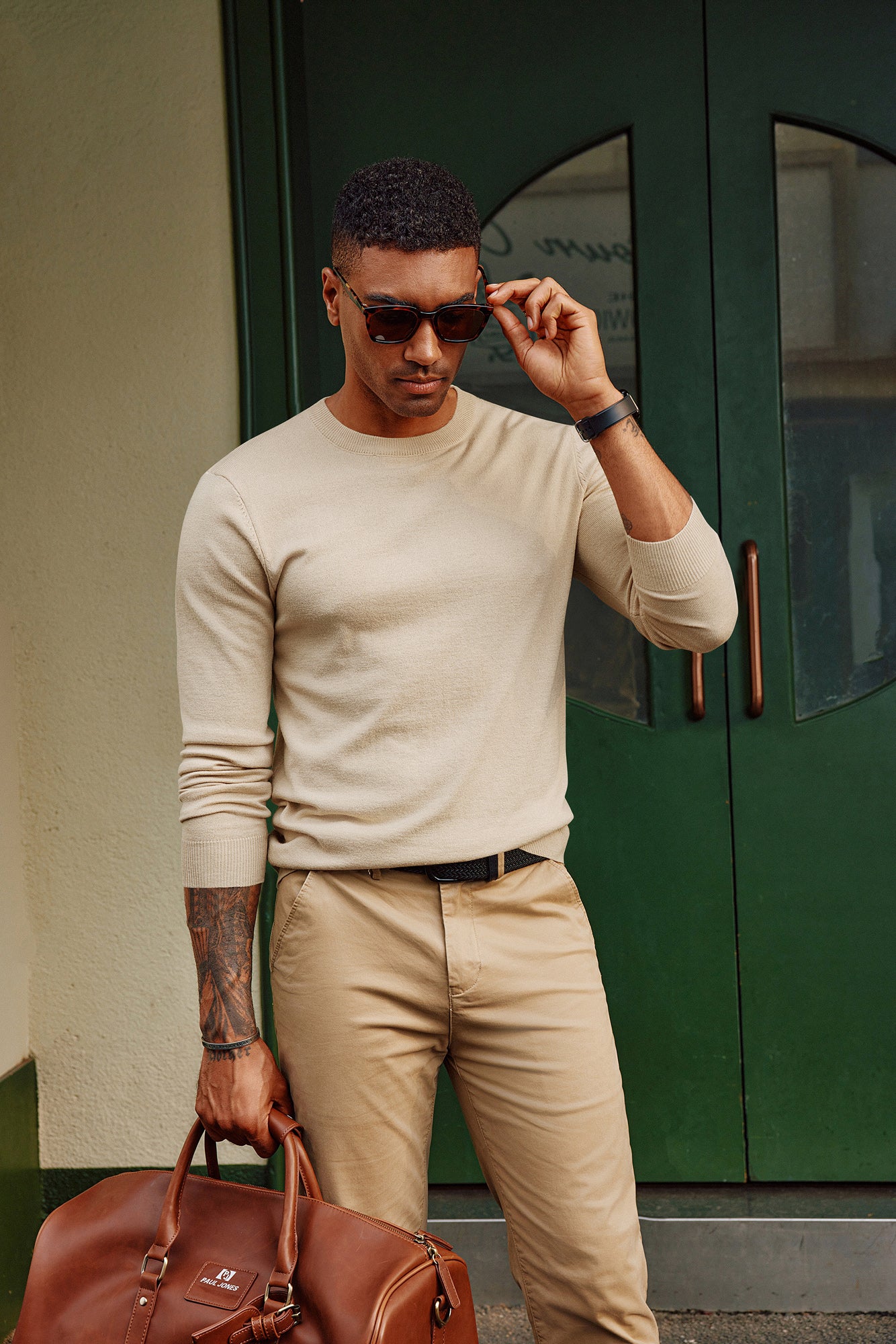 Men Basic Sweater Casual Long Sleeve Crew Neck Ribbed Cuff Thin Pullover - Image 23