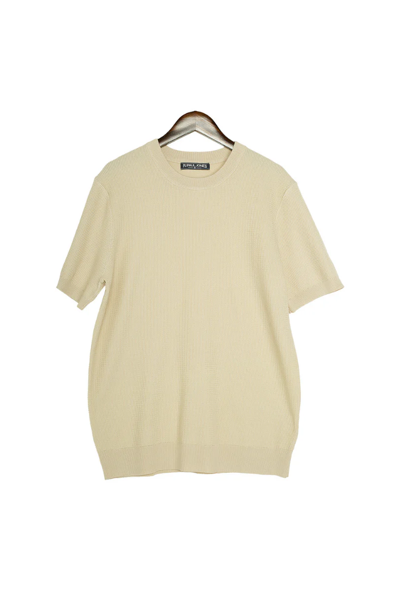 Men Basic Textured Knitted T-Shirt Short Sleeve Crew Neck Tops Knitwear - Image 7