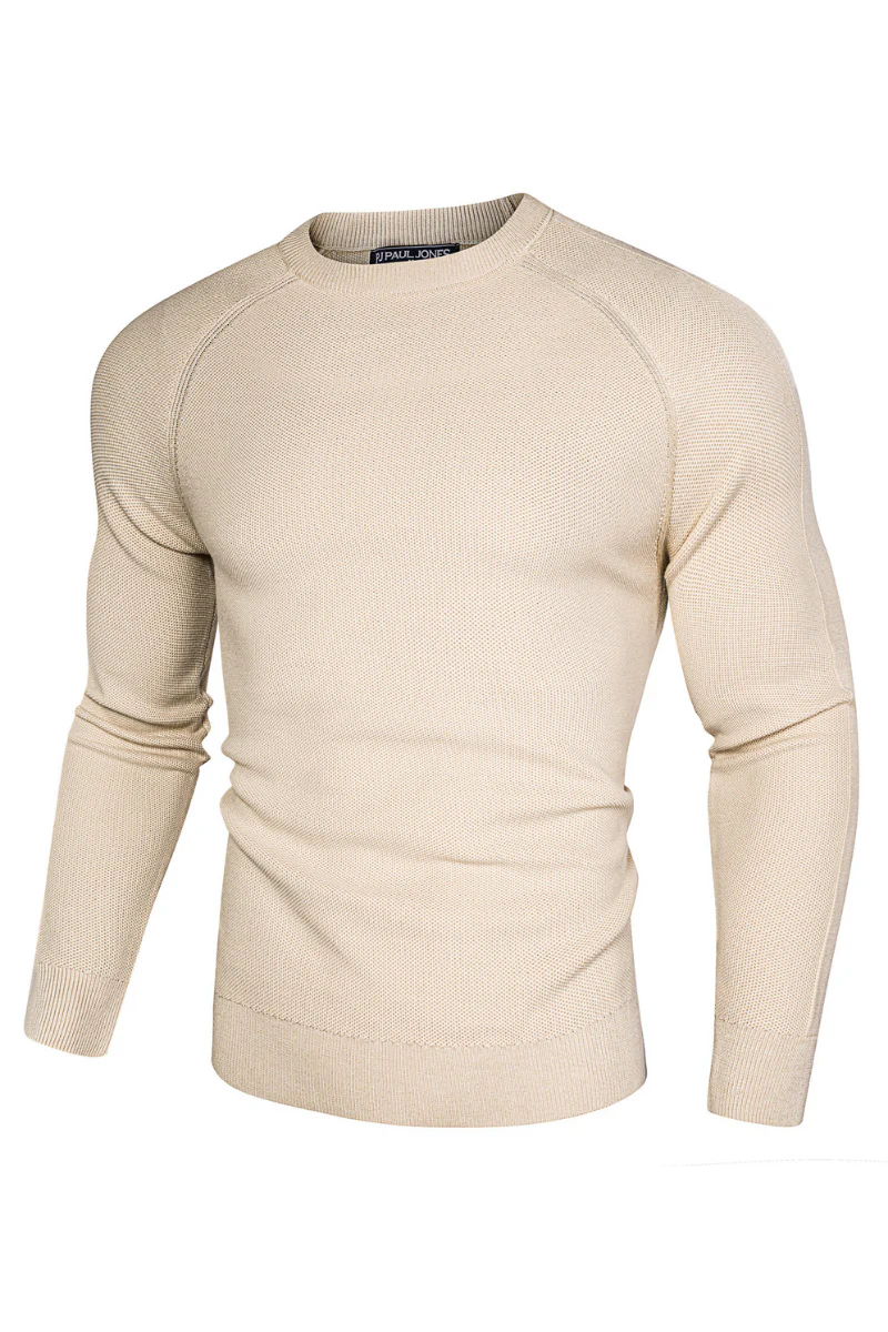 Men Cellular Textured Sweater Long Raglan Sleeve Crew Neck Kitted Tops - Image 20