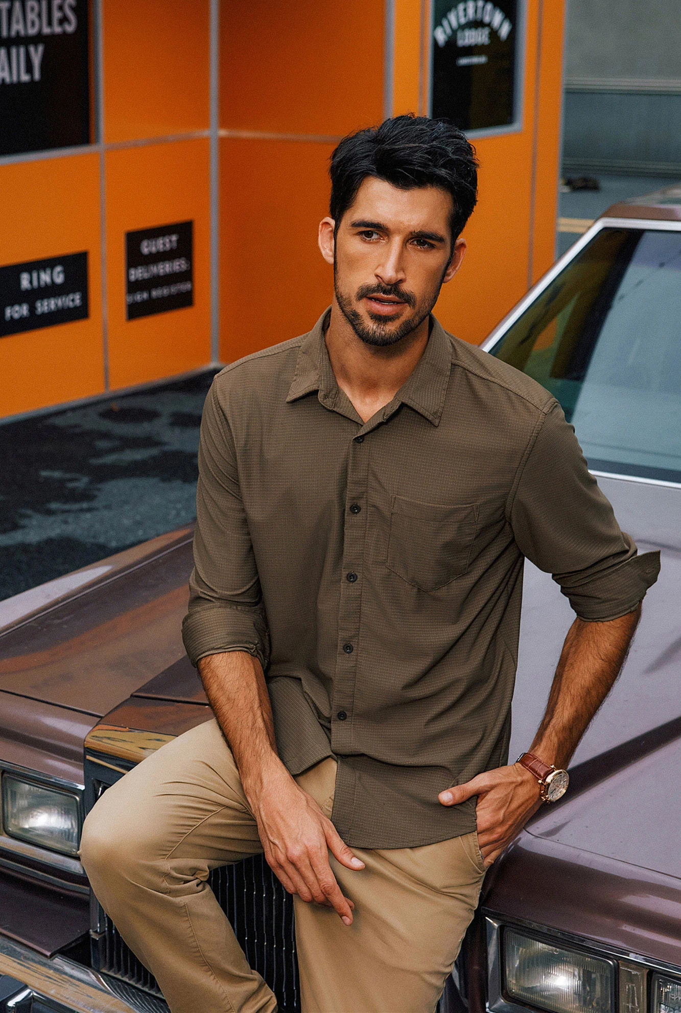 Men Classic Collar Shirt Casual Long Sleeve Curved Hem Button-up Tops - Image 12