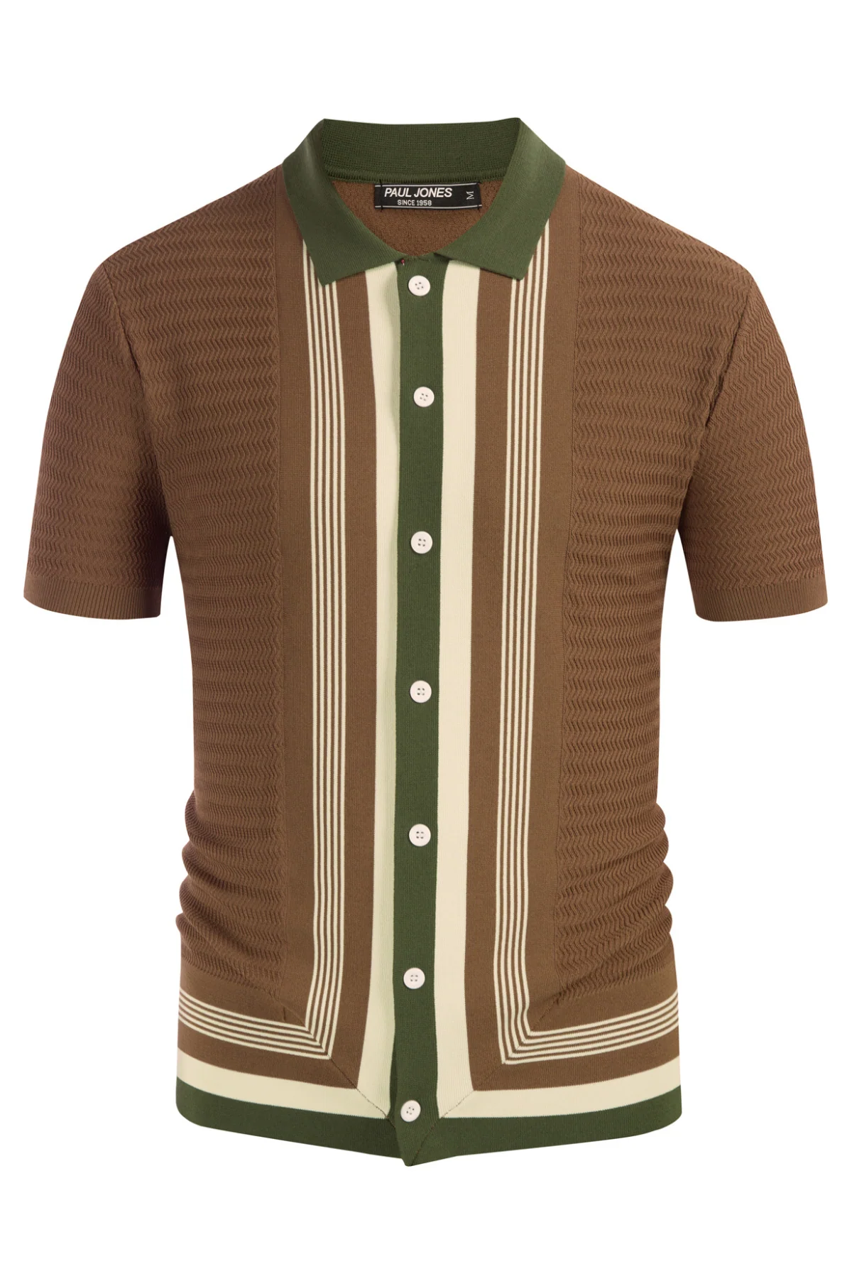 Men Contrast Color Cardigan Sweater Short Sleeve Lapel Button-up Knitwear - Image 17