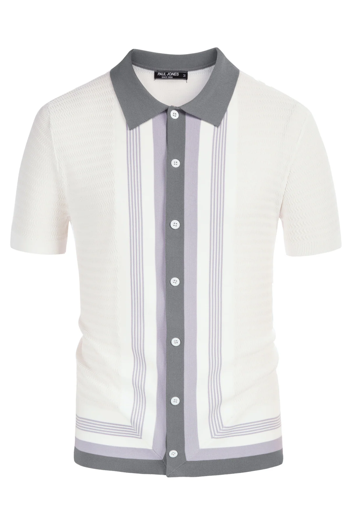 Men Contrast Color Cardigan Sweater Short Sleeve Lapel Button-up Knitwear - Image 33