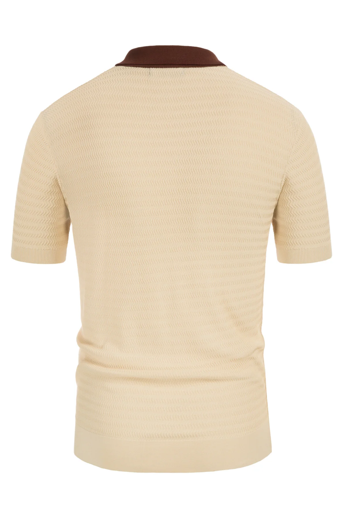 Men Contrast Color Cardigan Sweater Short Sleeve Lapel Button-up Knitwear - Image 4