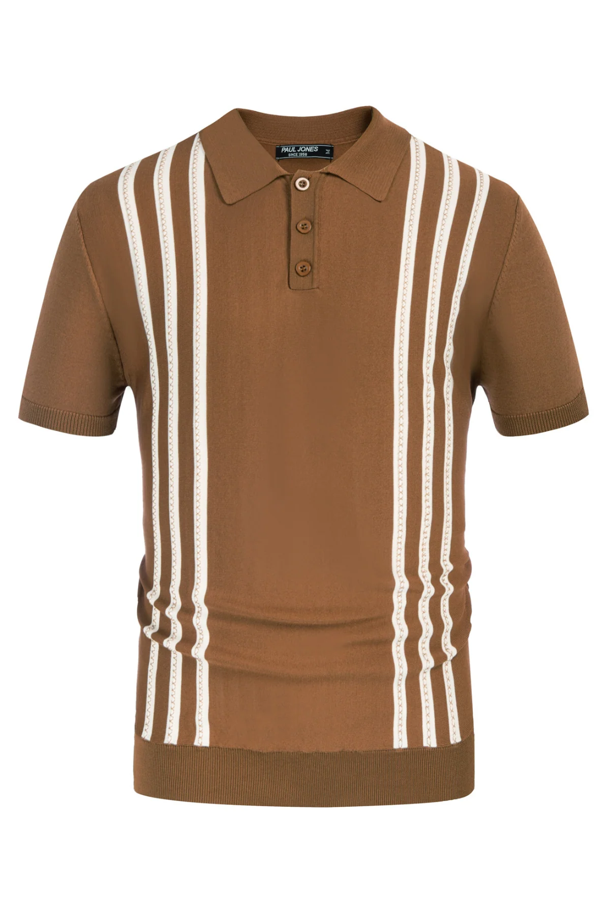 Men's Vintage Stripe Knitted Polo Pullover Shirts Short Sleeve Golf Knit Mens Polo Shirt - Image 18