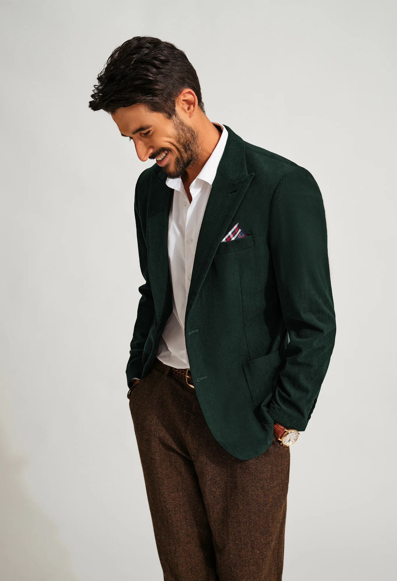 Men Corduroy Blazer Coat Casual Two-Button Peak Lapel Back Slit Suit Coat - Image 40