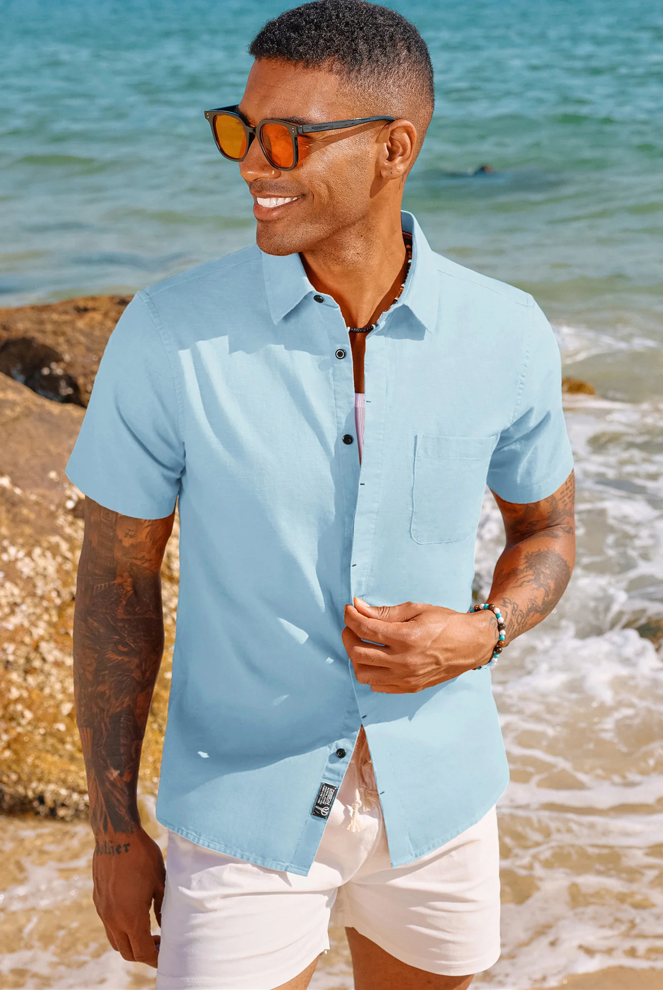 Men Cuban Guayabera Shirt Casual Short Sleeve Button Down Cardigan Shirts Beach Tops Cotton - Image 14