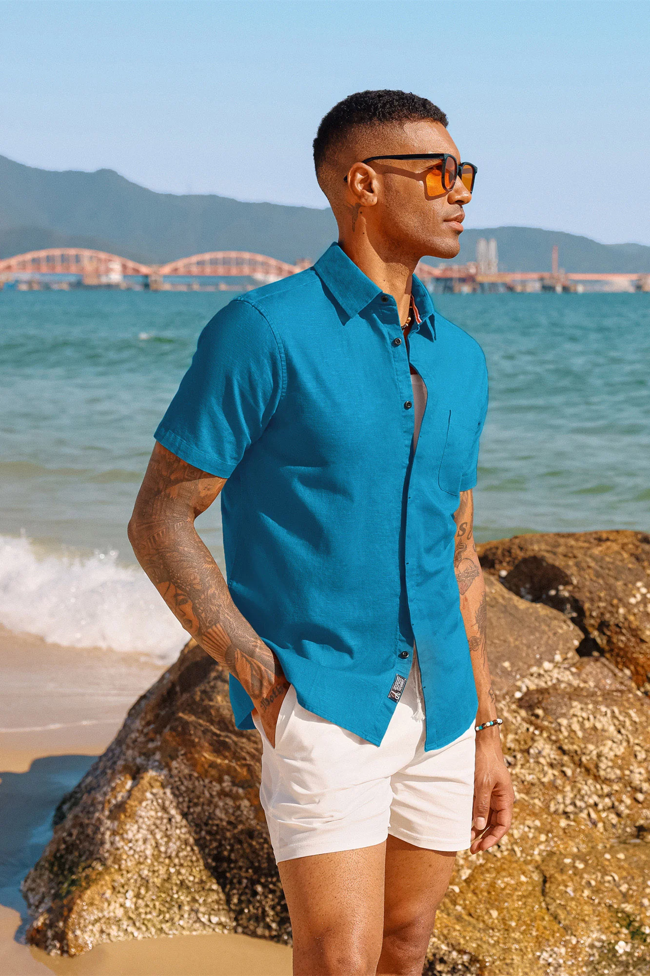 Men Cuban Guayabera Shirt Casual Short Sleeve Button Down Cardigan Shirts Beach Tops Cotton - Image 54