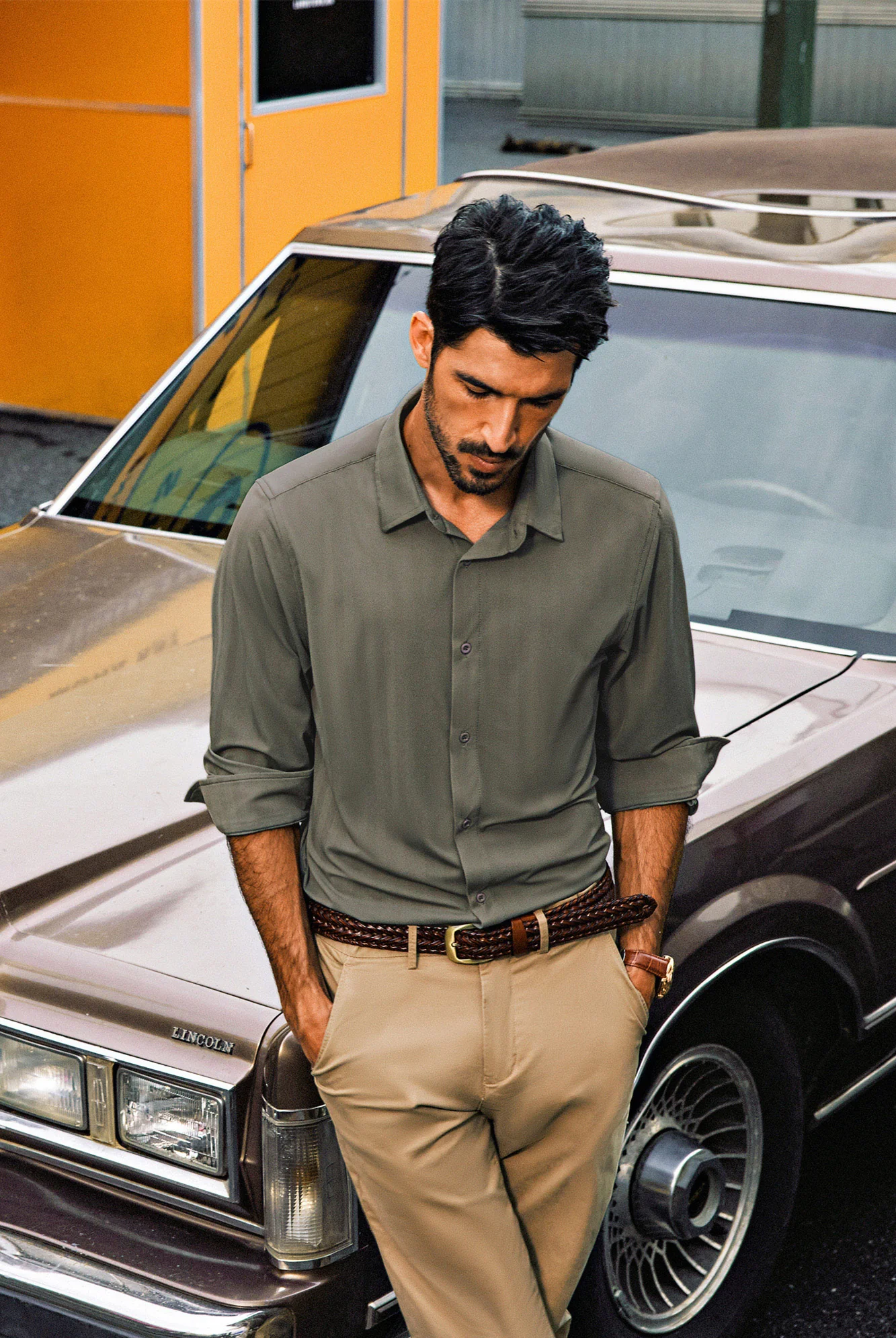 Men Curved Hem Shirt Casual Long Sleeve Classic Collar Button-up Tops - Image 24