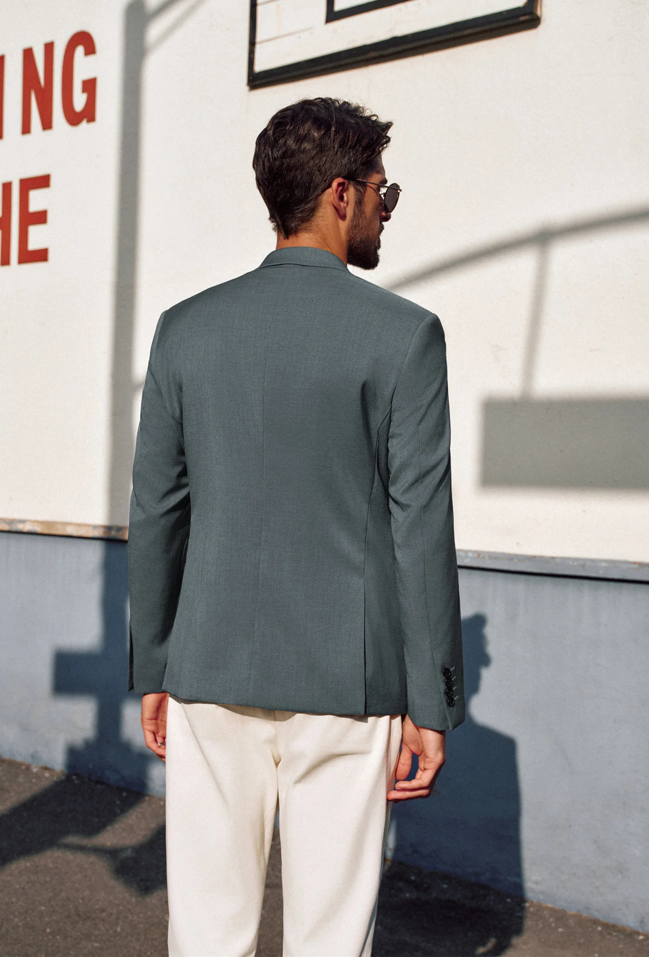 Men Double Back Slit Blazer Coat Two-Button Notch Lapel Suit Coat with Square - Image 25