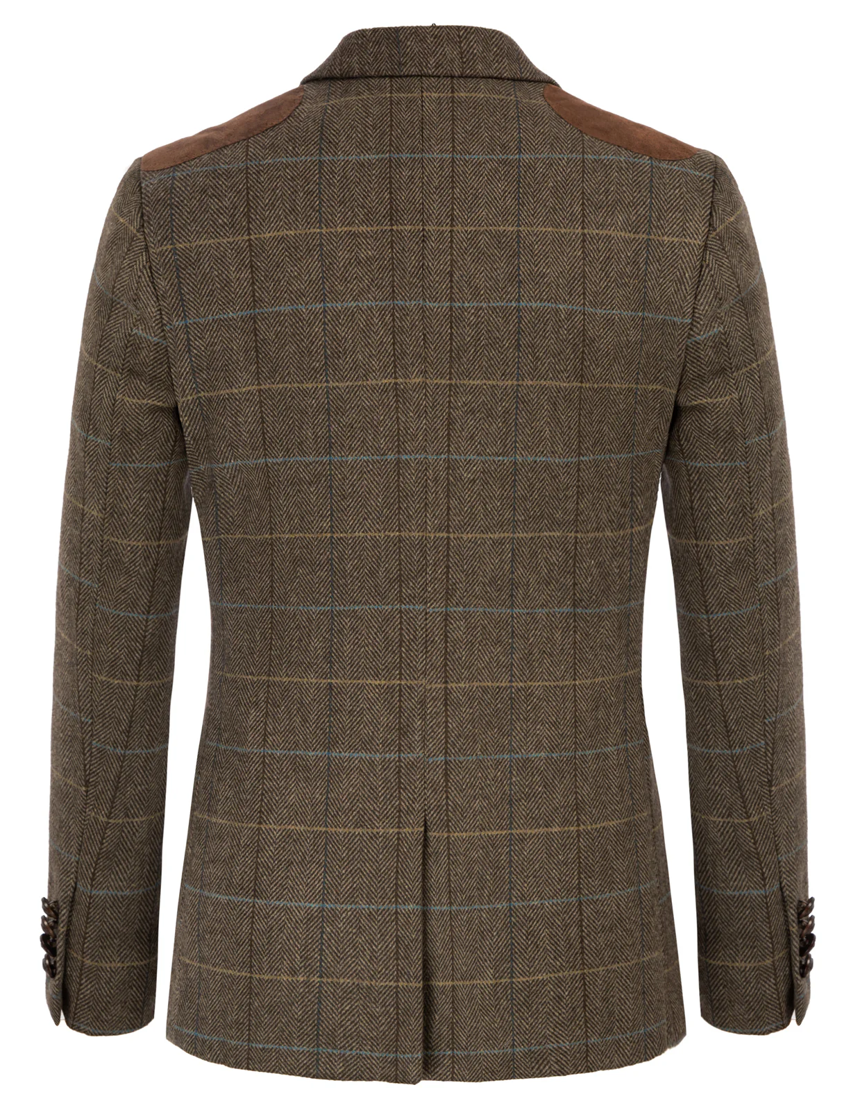 Men Faux Suede Patchwork Blazer Coat Notch Lapel Two-Button Back Slit Coat - Image 2