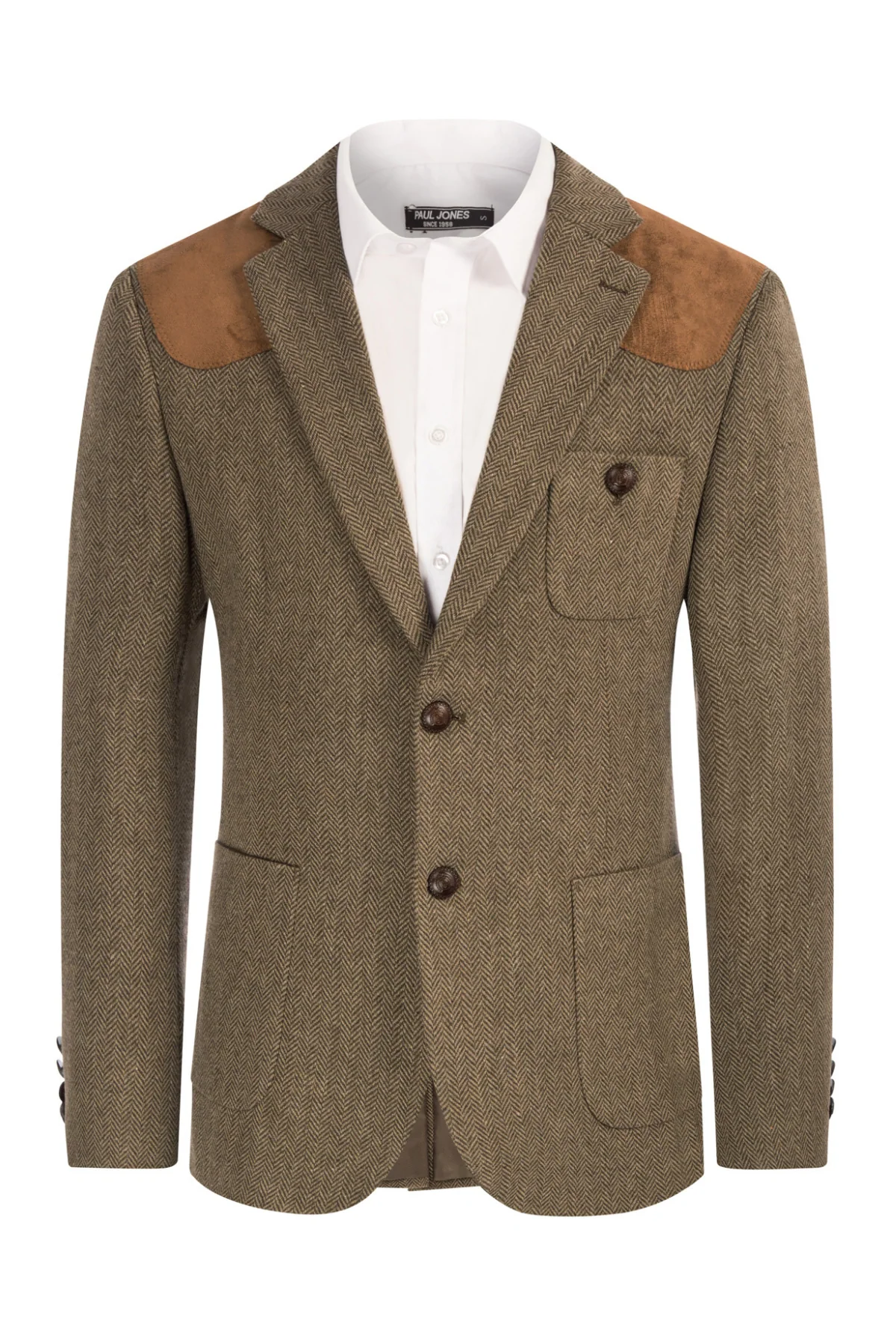 Mens British Wool Blend Suit Two Button Blazer Patchwork Tweed Sport Coats - Image 3
