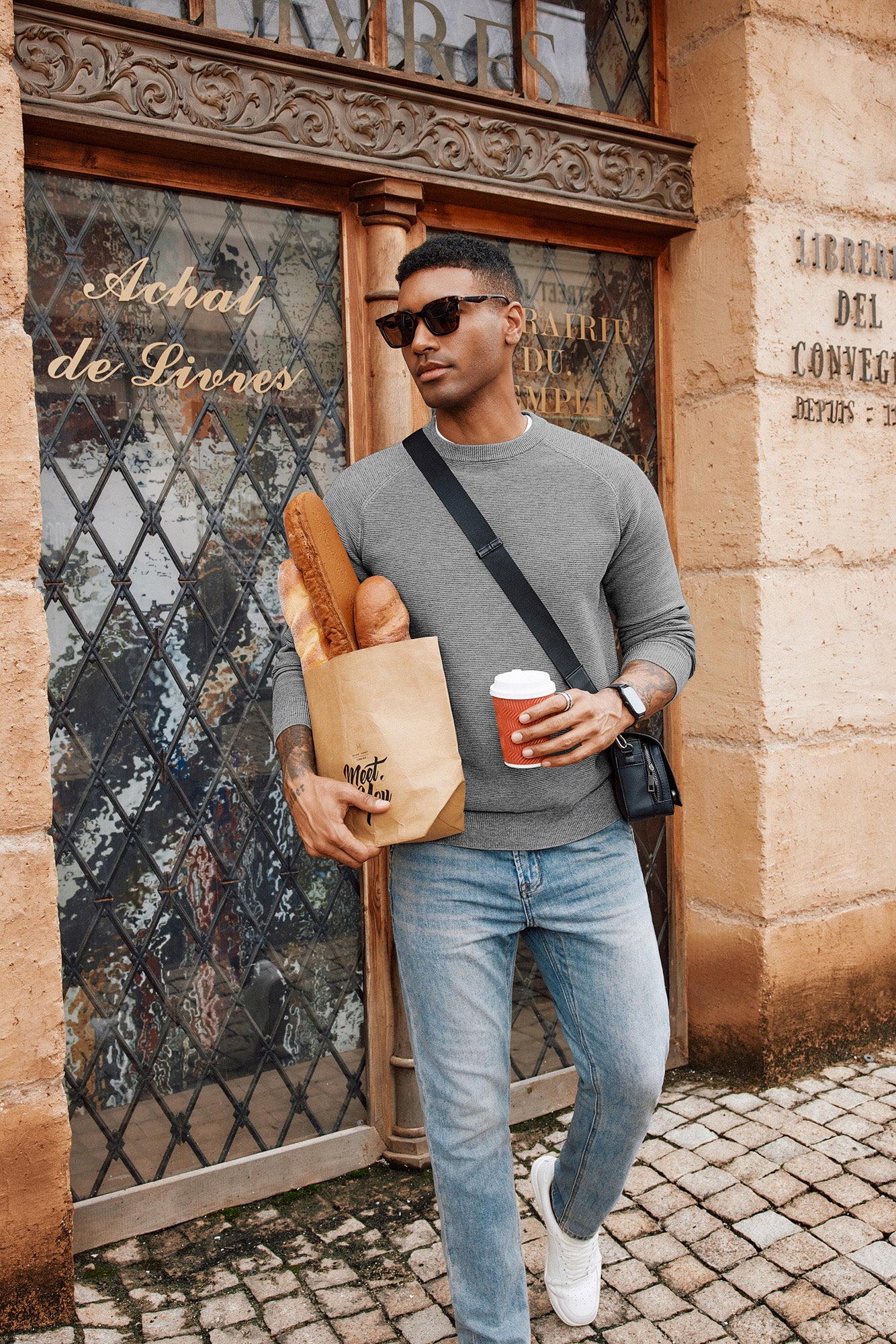 Men Fully Textured Sweater Long Raglan Sleeve Crew Neck Ribbed Cuff Pullover - Image 16