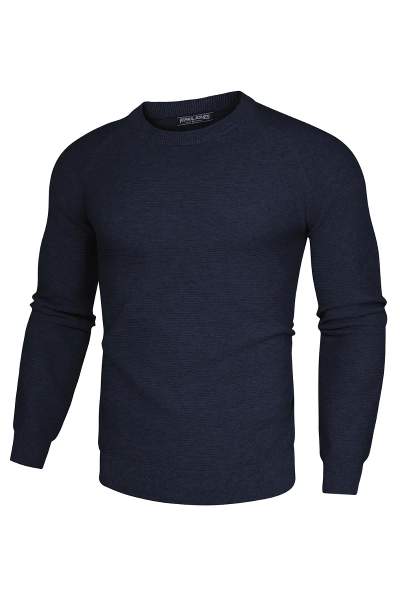Men Fully Textured Sweater Long Raglan Sleeve Crew Neck Ribbed Cuff Pullover - Image 7