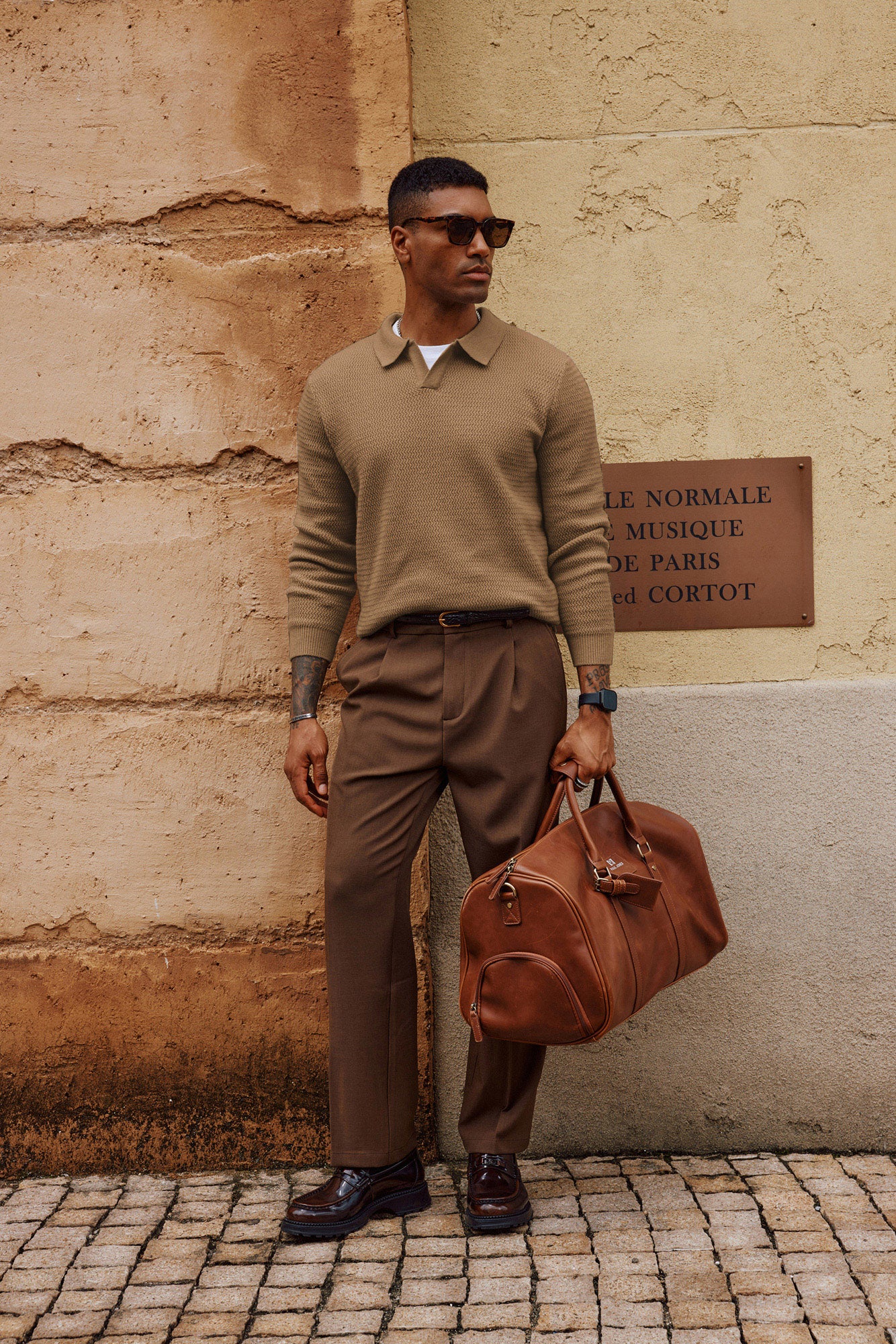 Men Fully Textured Sweater Long Sleeve Lapel Collar V-Neck Pullover Knitwear - Image 33