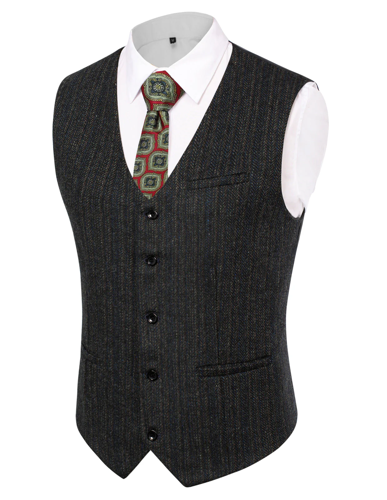 Men Handkerchief Hem Vest Coat V-Neck Single Breasted Casual Waistcoat - Image 12