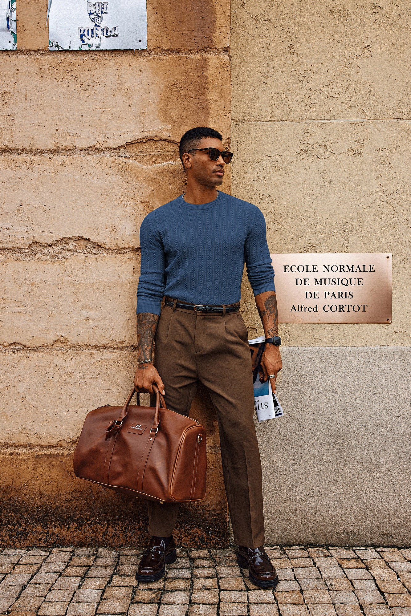 Men Hollowed-out Textured Sweater Long Sleeve Crew Neck Pullover Knitwear - Image 35