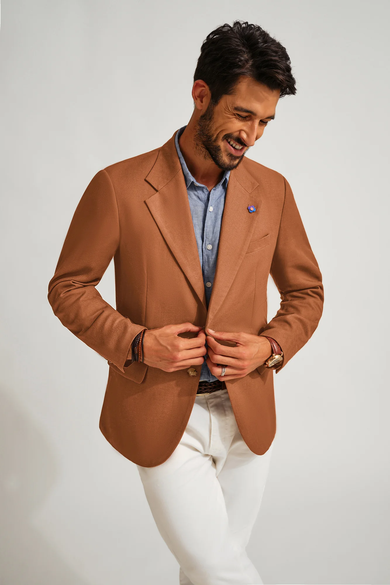 Men Notch Lapel Blazer Coat Casual Two-Button Back Slit Suit Coat - Image 24
