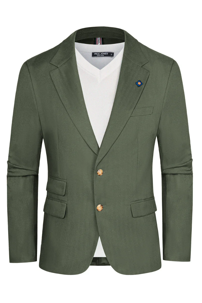 Men Notch Lapel Blazer Coat Casual Two-Button Back Slit Suit Coat - Image 26