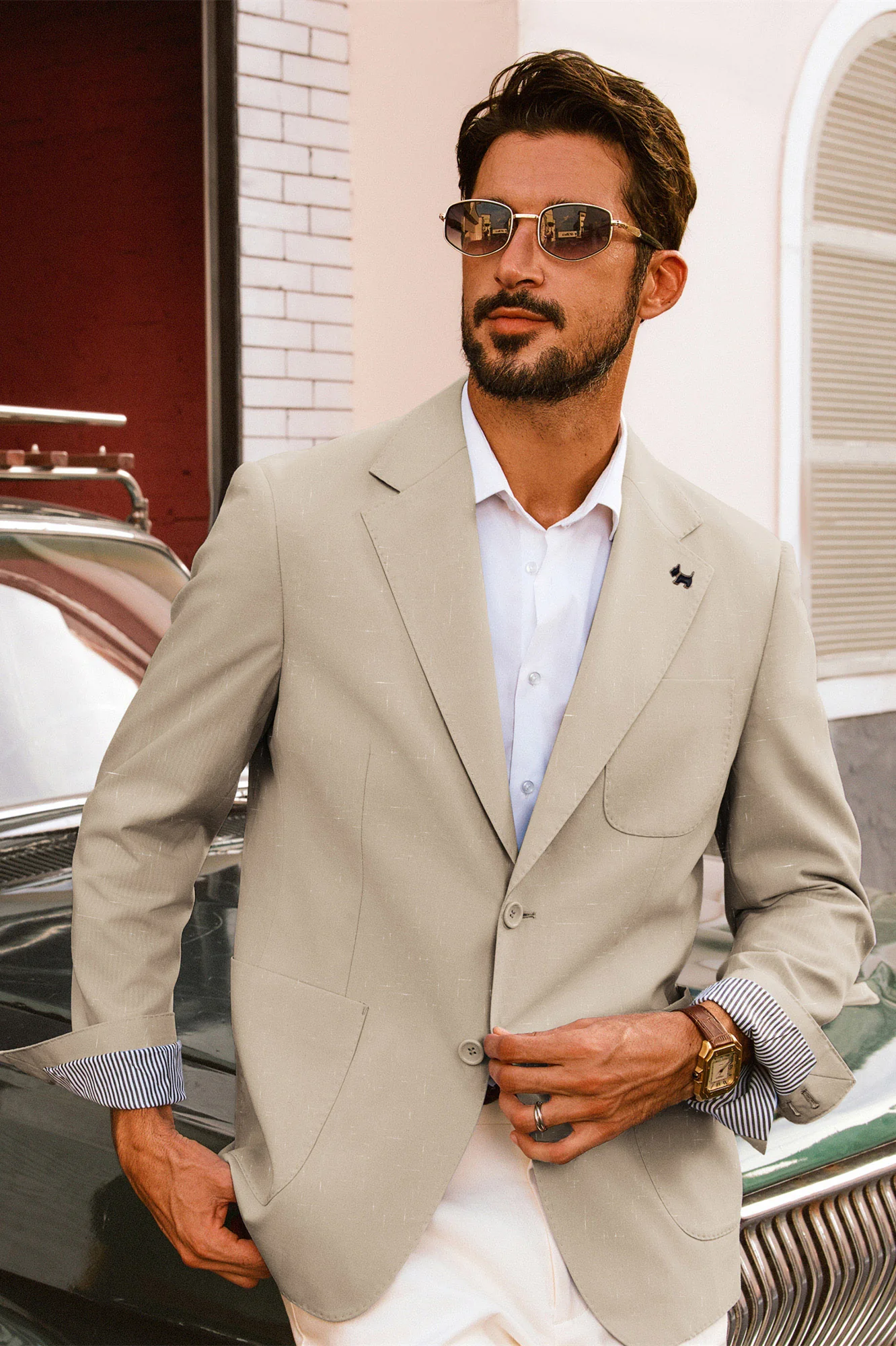 Men Notch Lapel Blazer Coat Casual Two-Button Back Slit Suit Coat - Image 16