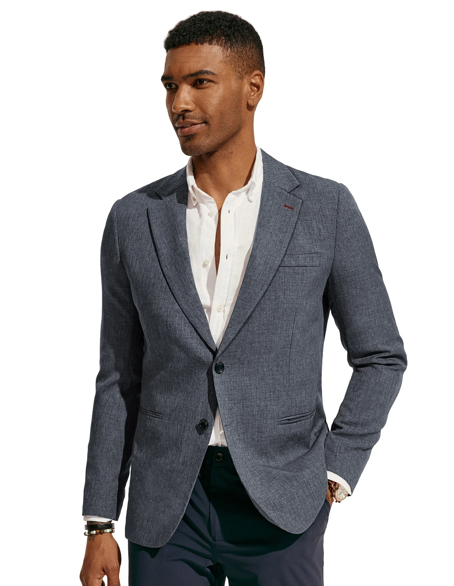Men Notch Lapel Blazer Coat Casual Two Buttons Back Slit Suit Coats - Image 33