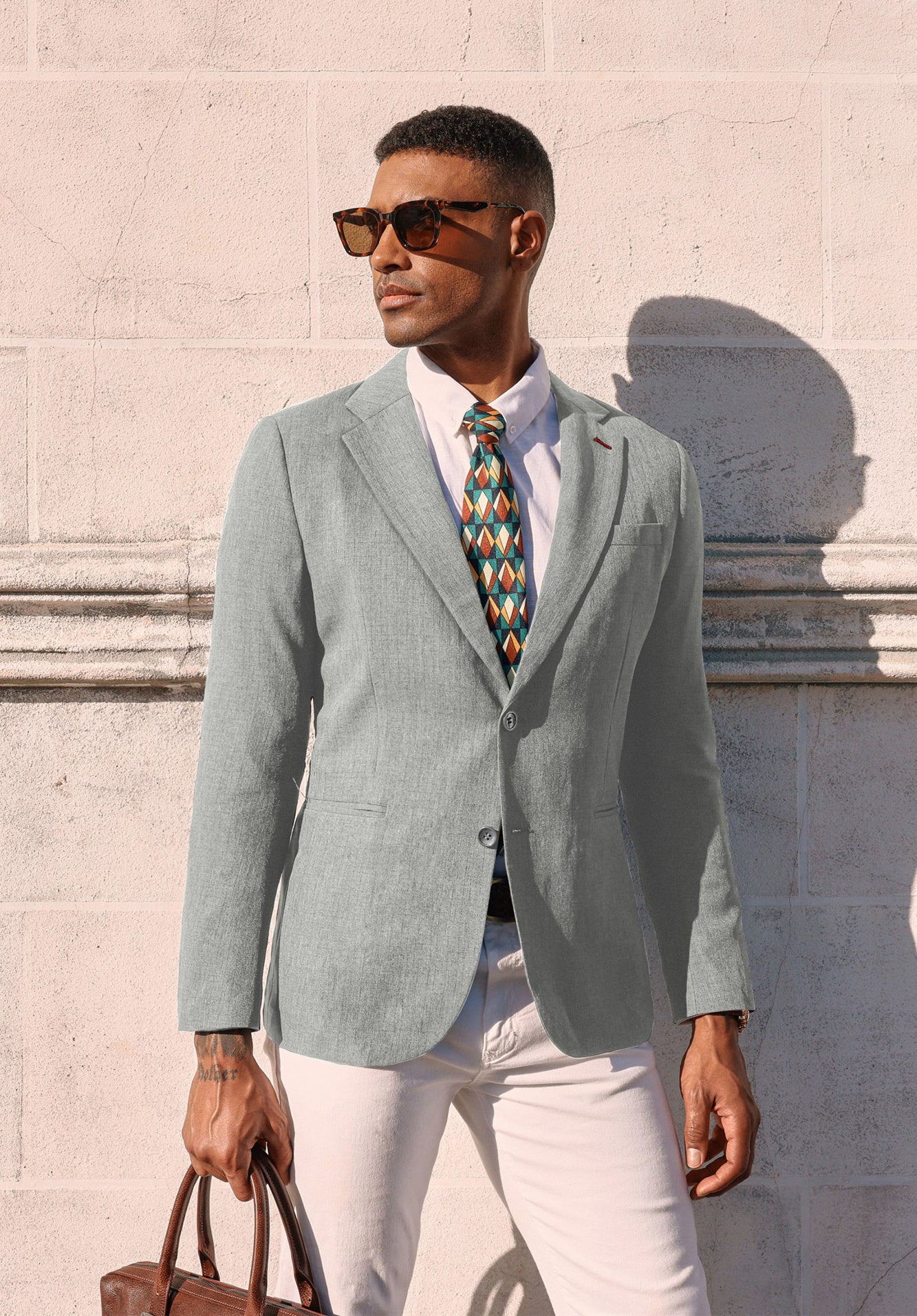 Men Notch Lapel Blazer Coat Casual Two Buttons Back Slit Suit Coats - Image 38