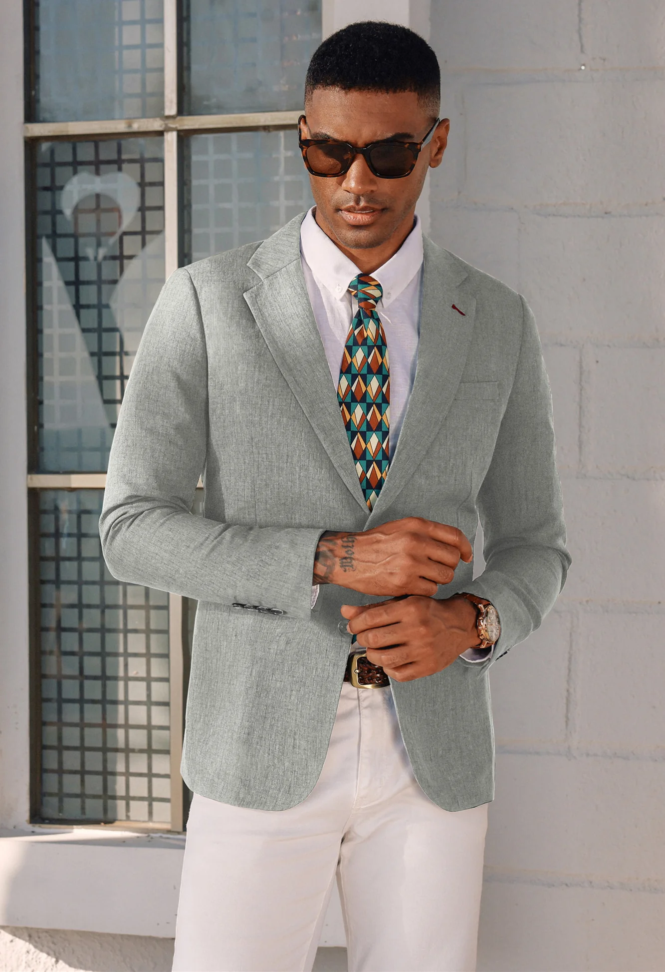 Men Notch Lapel Blazer Coat Casual Two Buttons Back Slit Suit Coats - Image 39