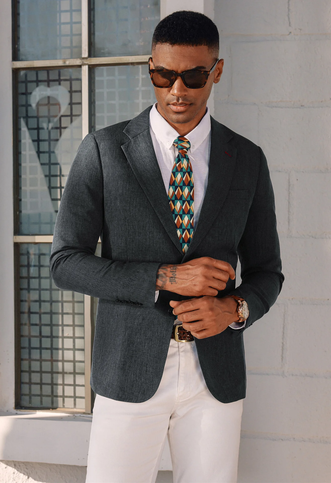 Men Notch Lapel Blazer Coat Casual Two Buttons Back Slit Suit Coats - Image 49