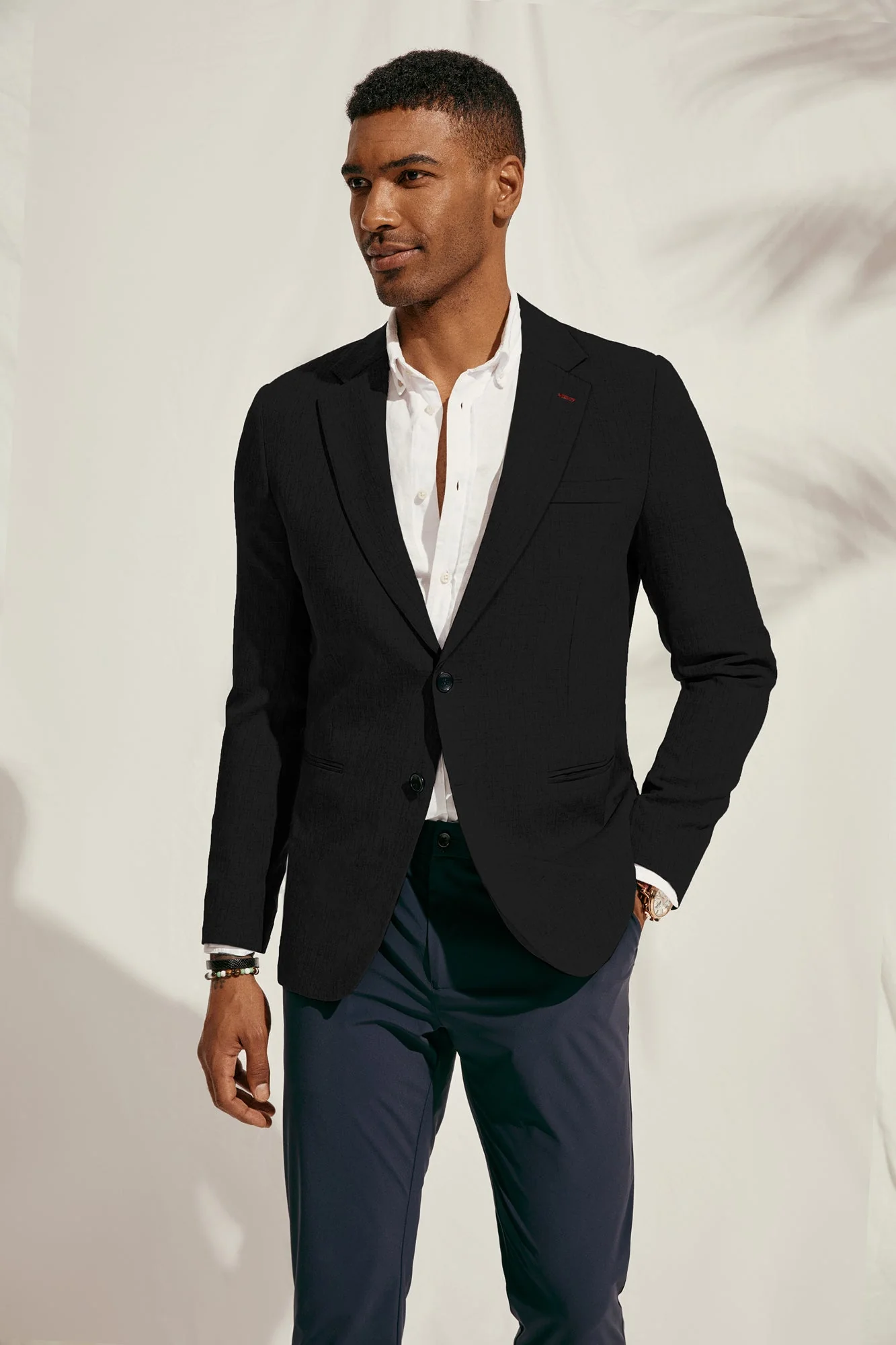 Men Notch Lapel Blazer Coat Casual Two Buttons Back Slit Suit Coats - Image 5