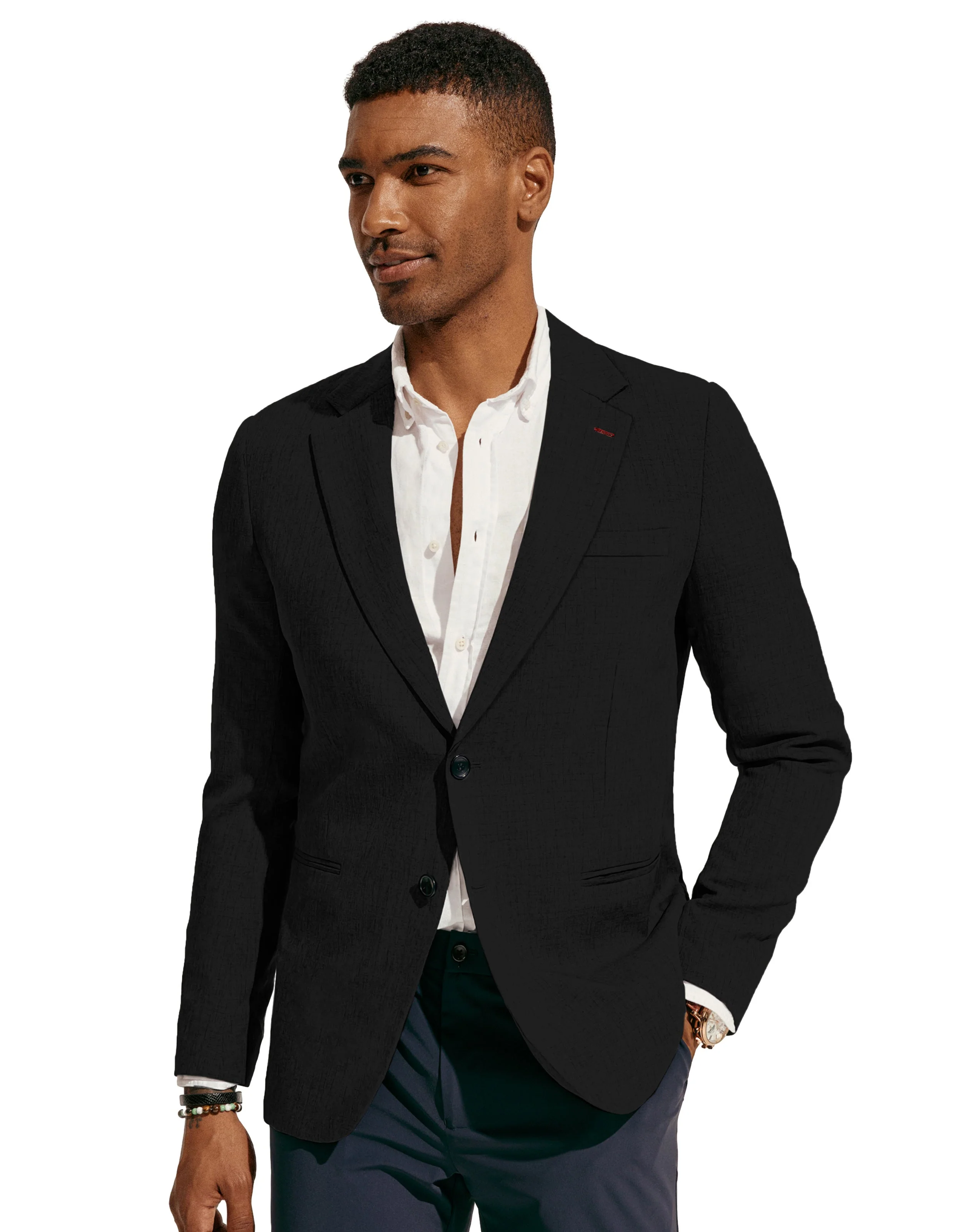 Men Notch Lapel Blazer Coat Casual Two Buttons Back Slit Suit Coats - Image 6