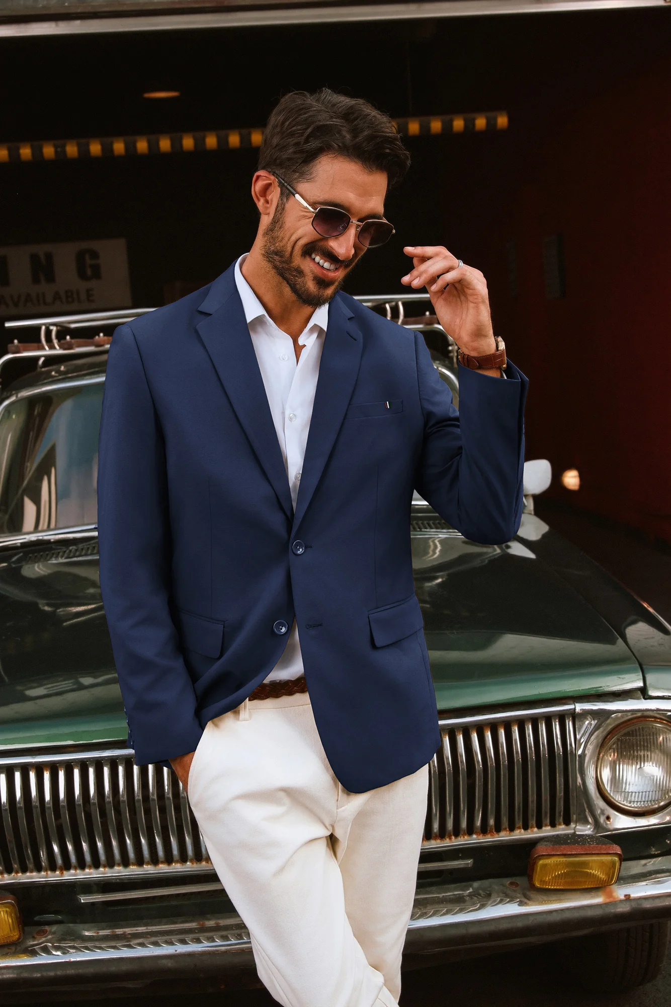 Men Notch Lapel Blazer Coat with Pockets Casual Tow-Button Suit Coat - Image 15