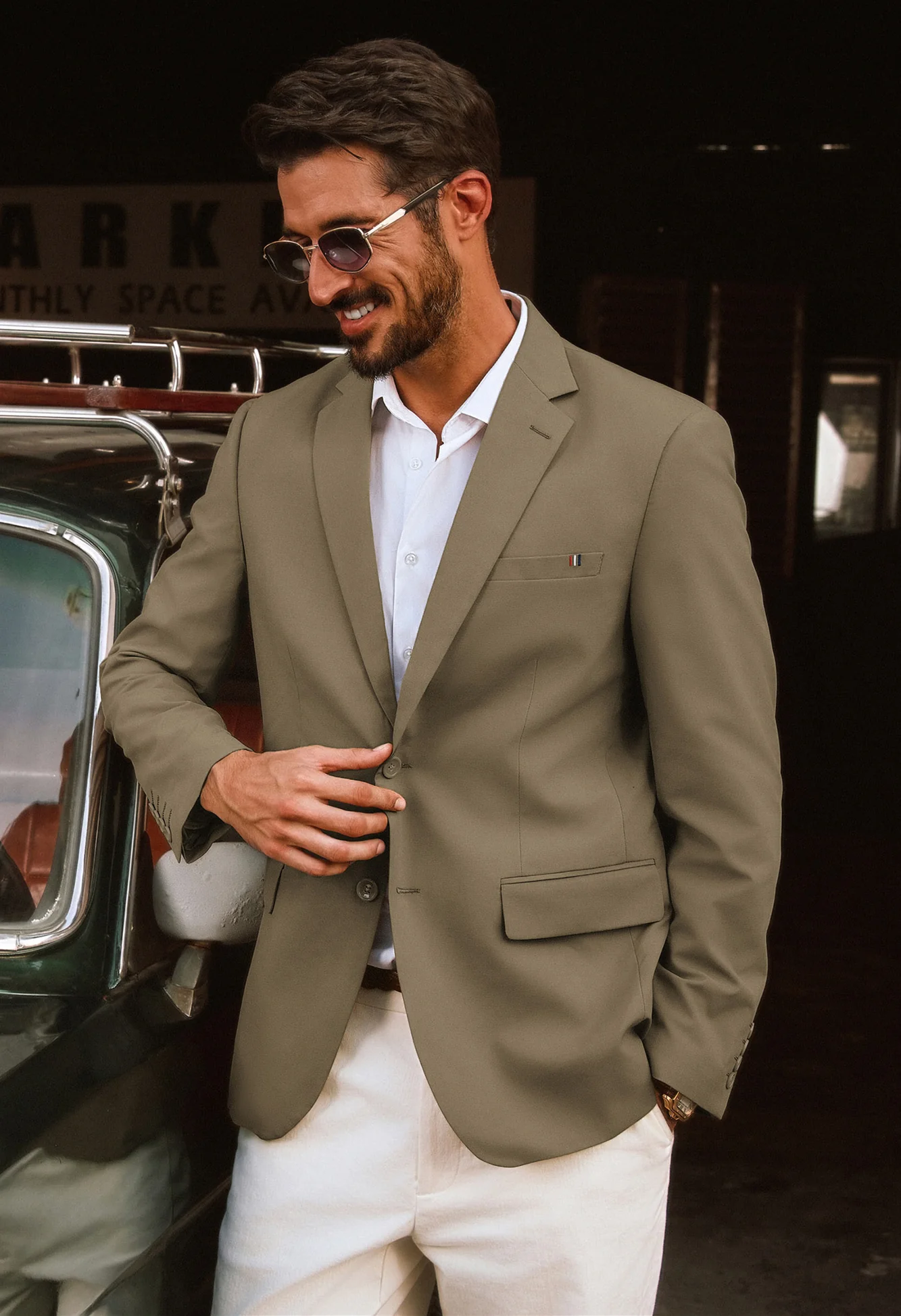 Men Notch Lapel Blazer Coat with Pockets Casual Tow-Button Suit Coat - Image 21